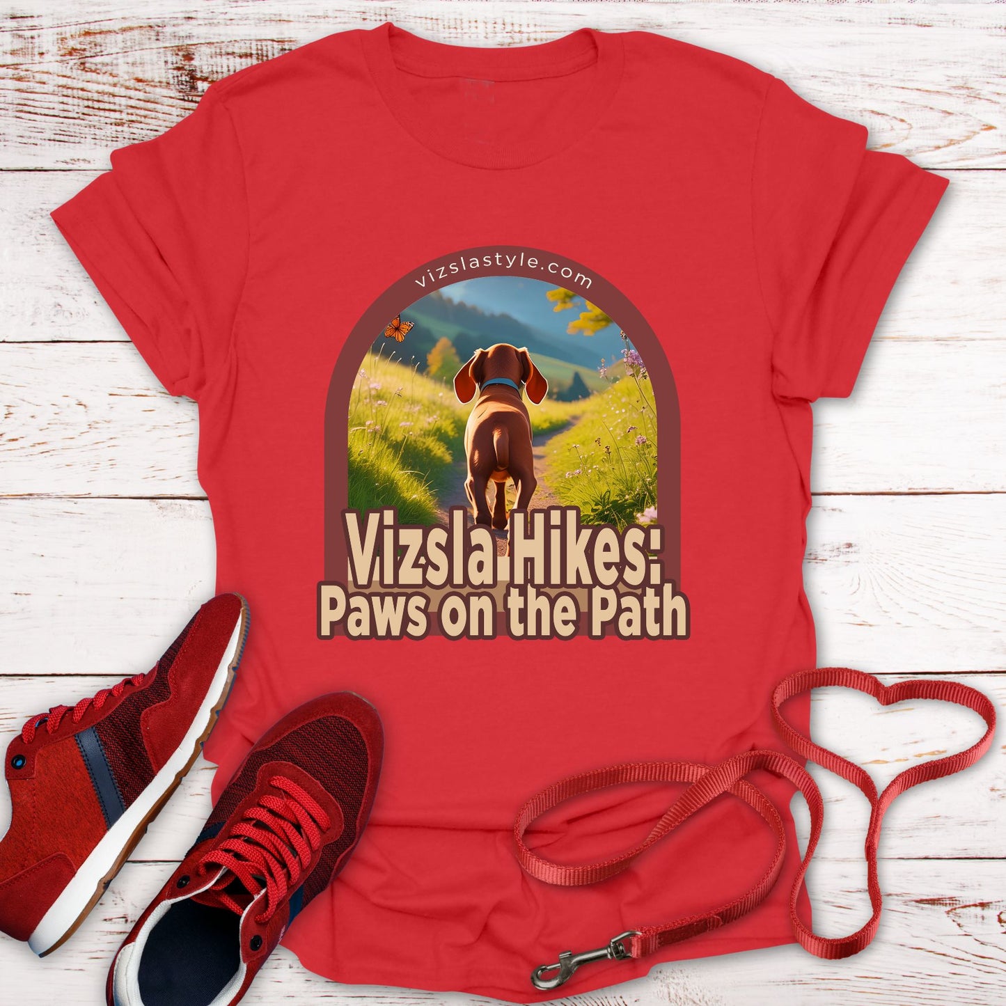 Vizsla Hikes: Paws On The Path Puppy t-shirt