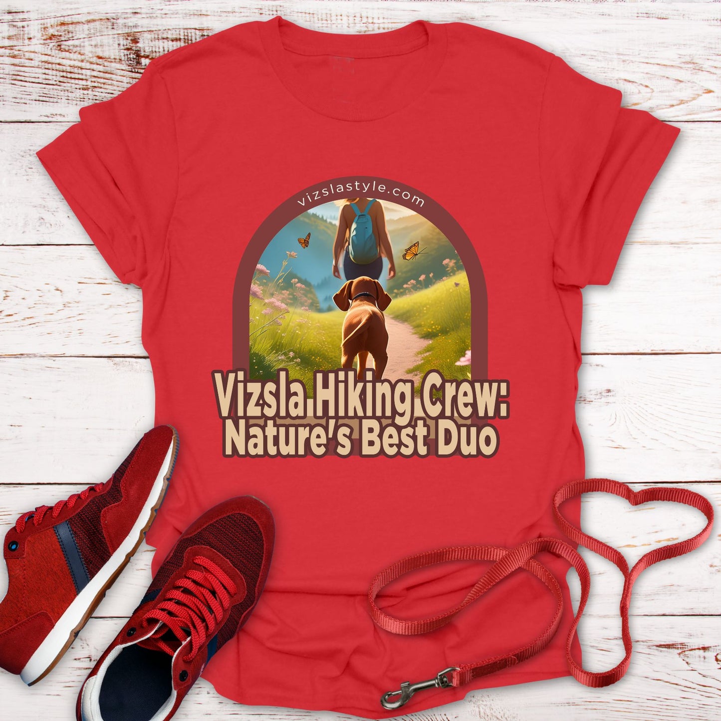 Vizsla Hiking Crew: Nature's Best Duo w/ Hiker t-shirt