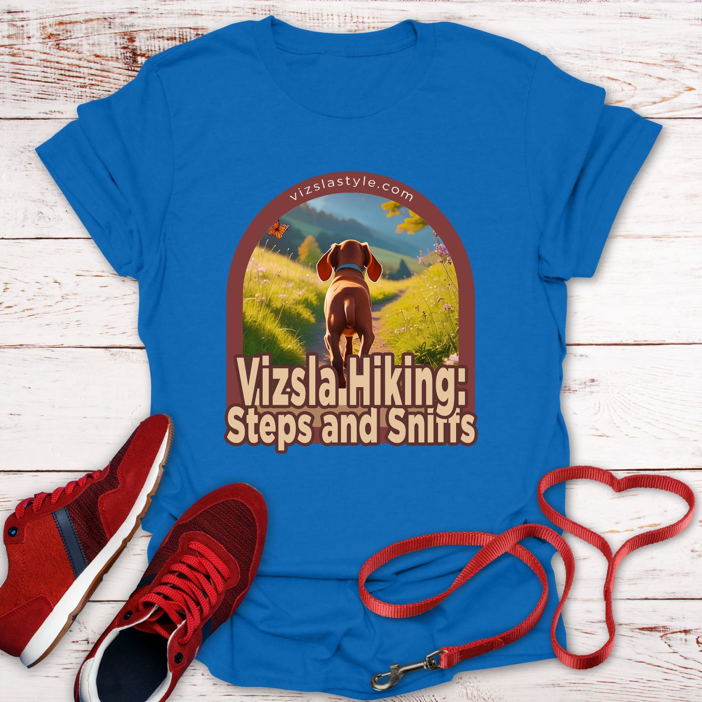 Vizsla Hiking: Steps And Sniffs Dog t-shirt