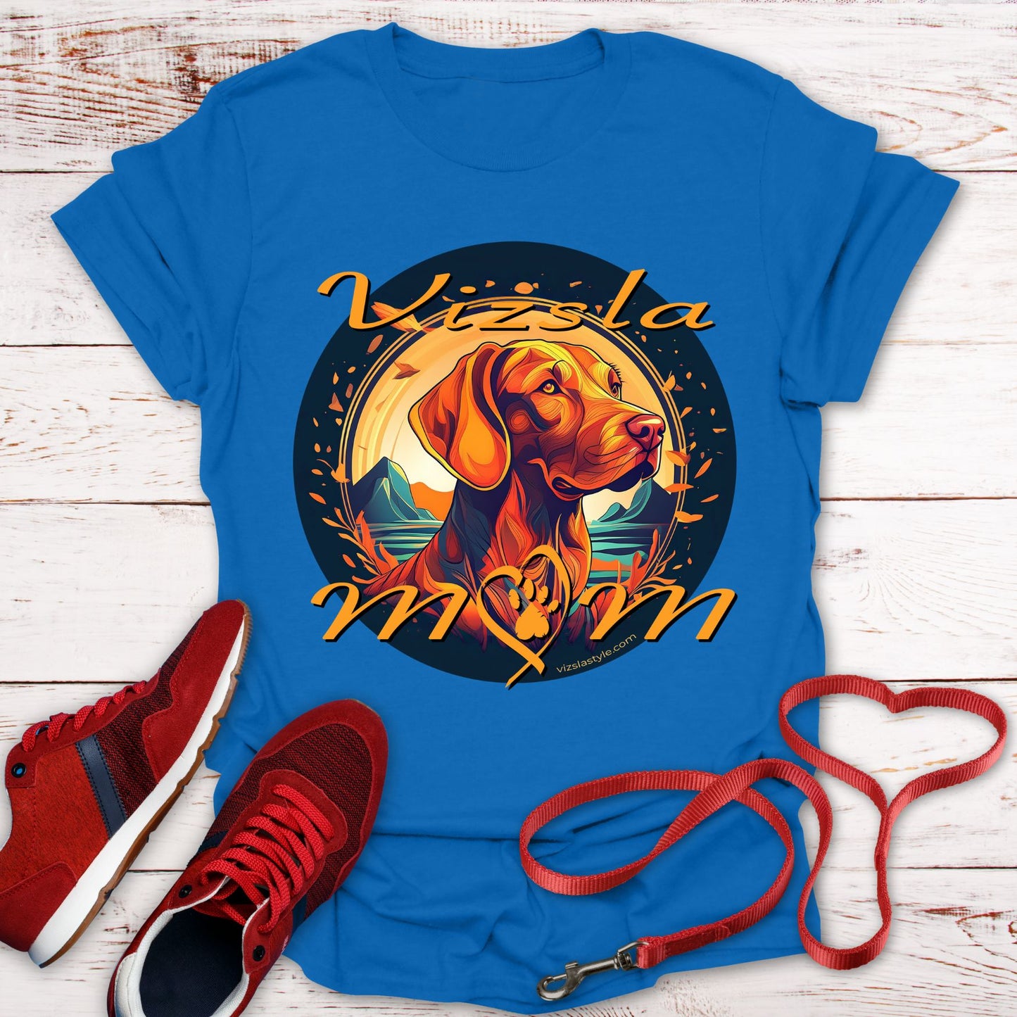 Glorious Fall Vintage Vizsla Dog Face Vizsla Mom - T-Shirt