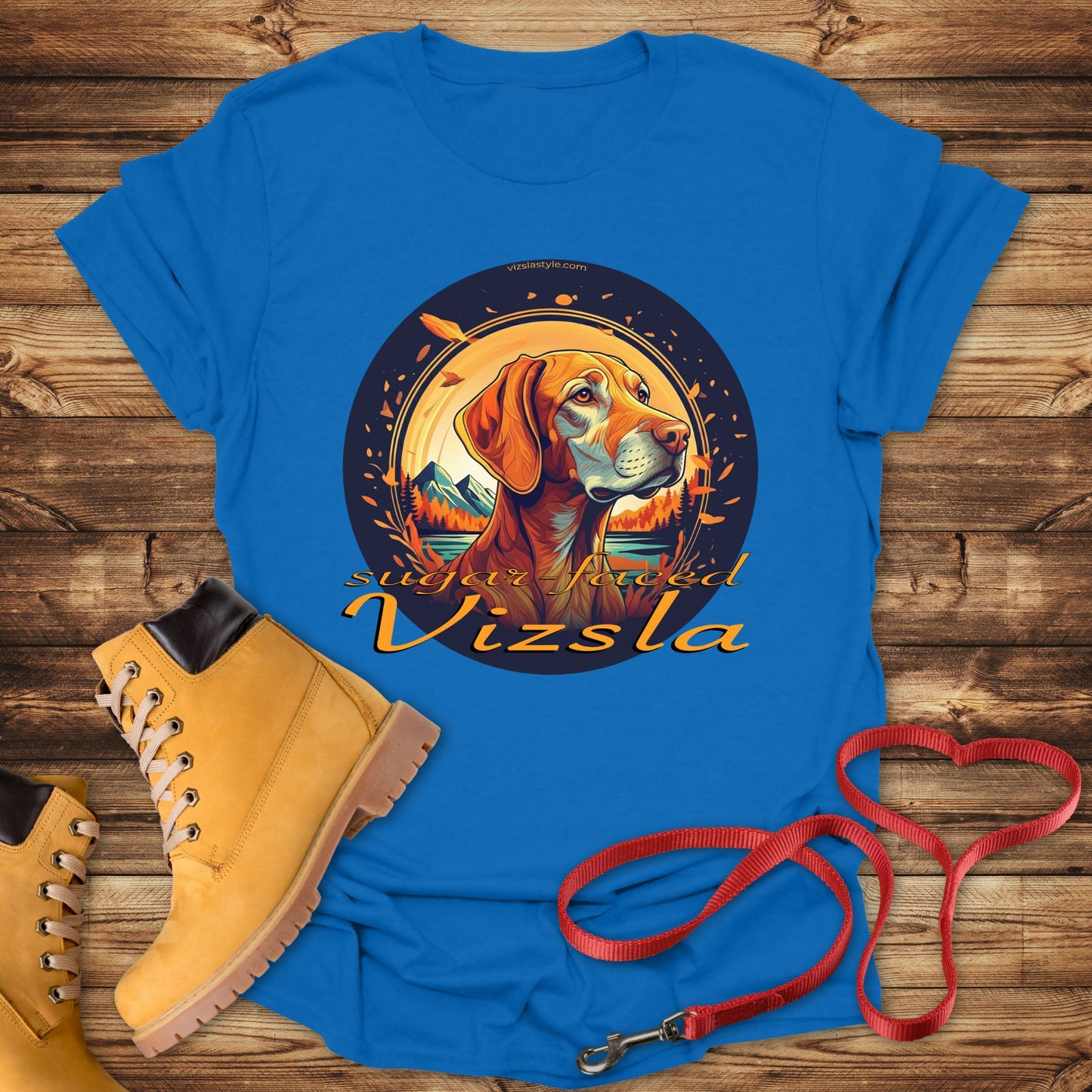 Majestic Sugar Faced Vizsla Mountain Landscape Gold Tee