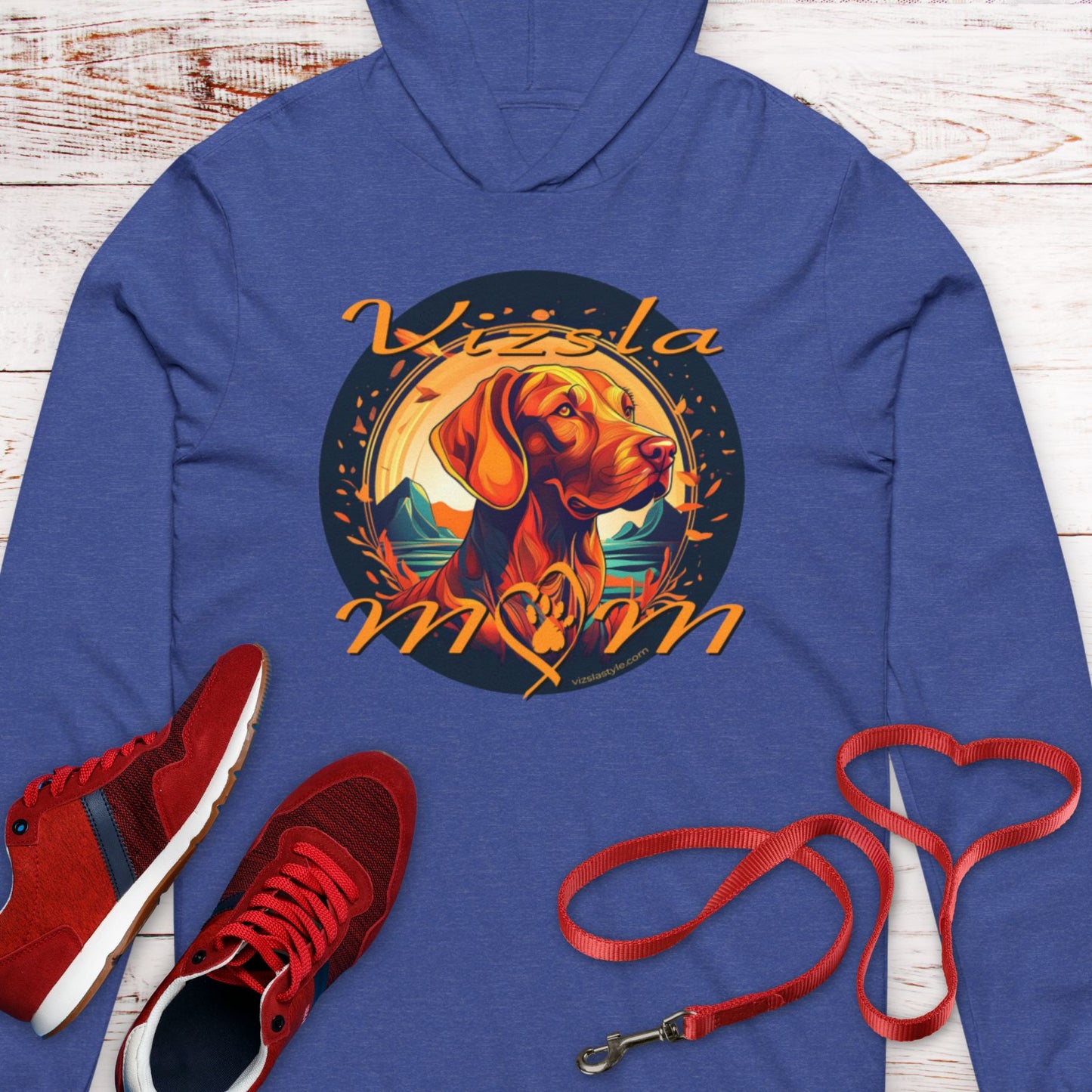 Glorious Fall Vintage Vizsla Dog Face Vizsla Mom -  Hooded T-Shirt
