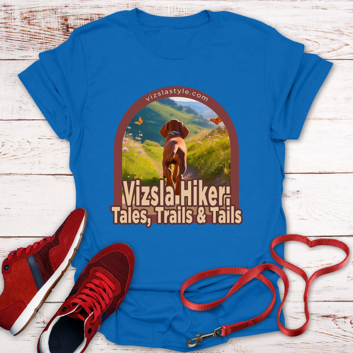 Vizsla Hiker: Tales, Trails & Tails Dog t-shirt