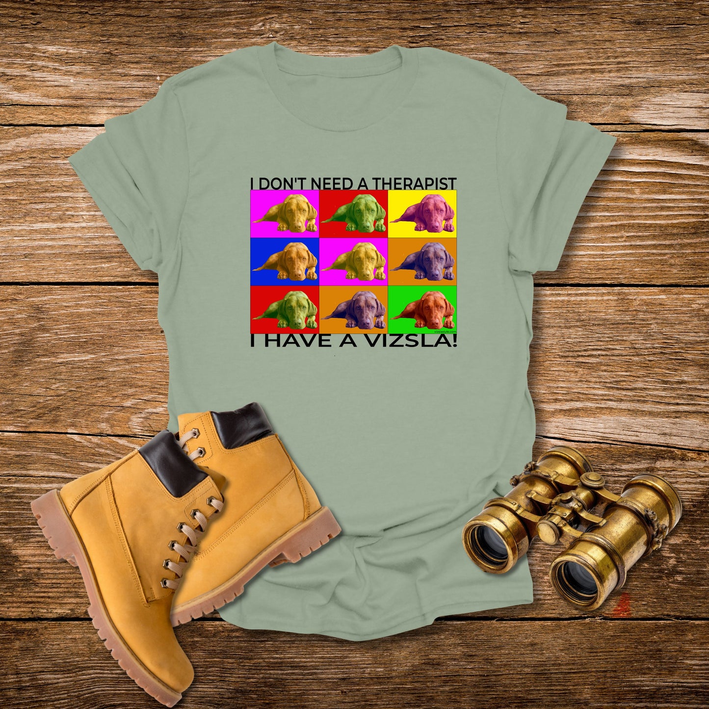 Vizsla Pop Art T-Shirt — "I don't need a therapist - I have a Vizsla!"