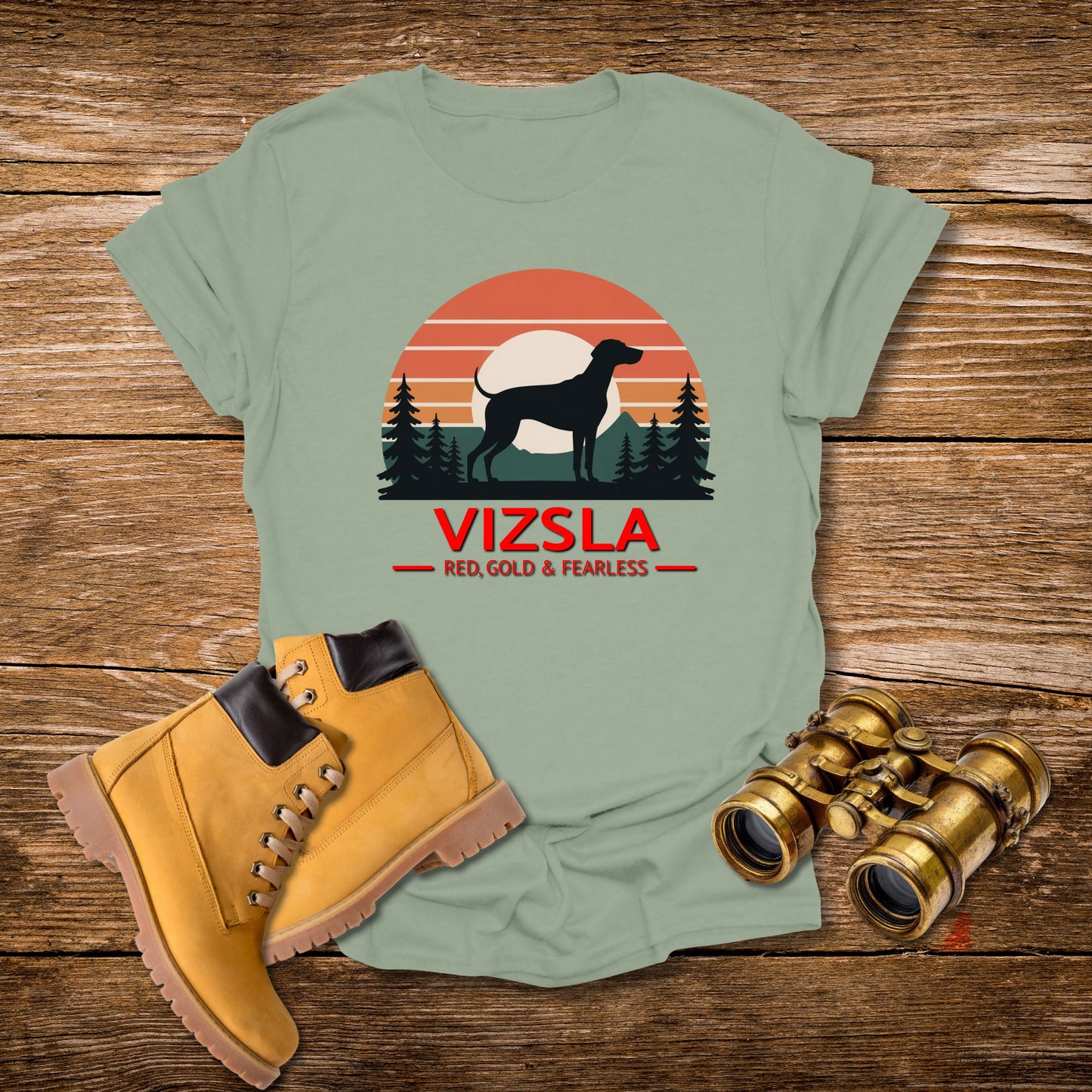 Vizsla Mountain Tee — "VIZSLA - Red, Gold & Fearless"