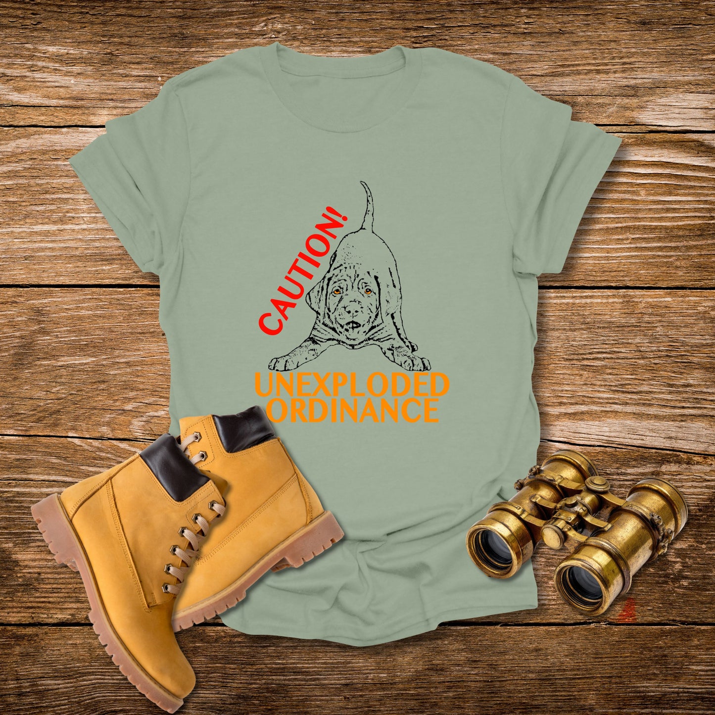 Vizsla Puppy 'Caution! Unexploded Ordinance' T-Shirt