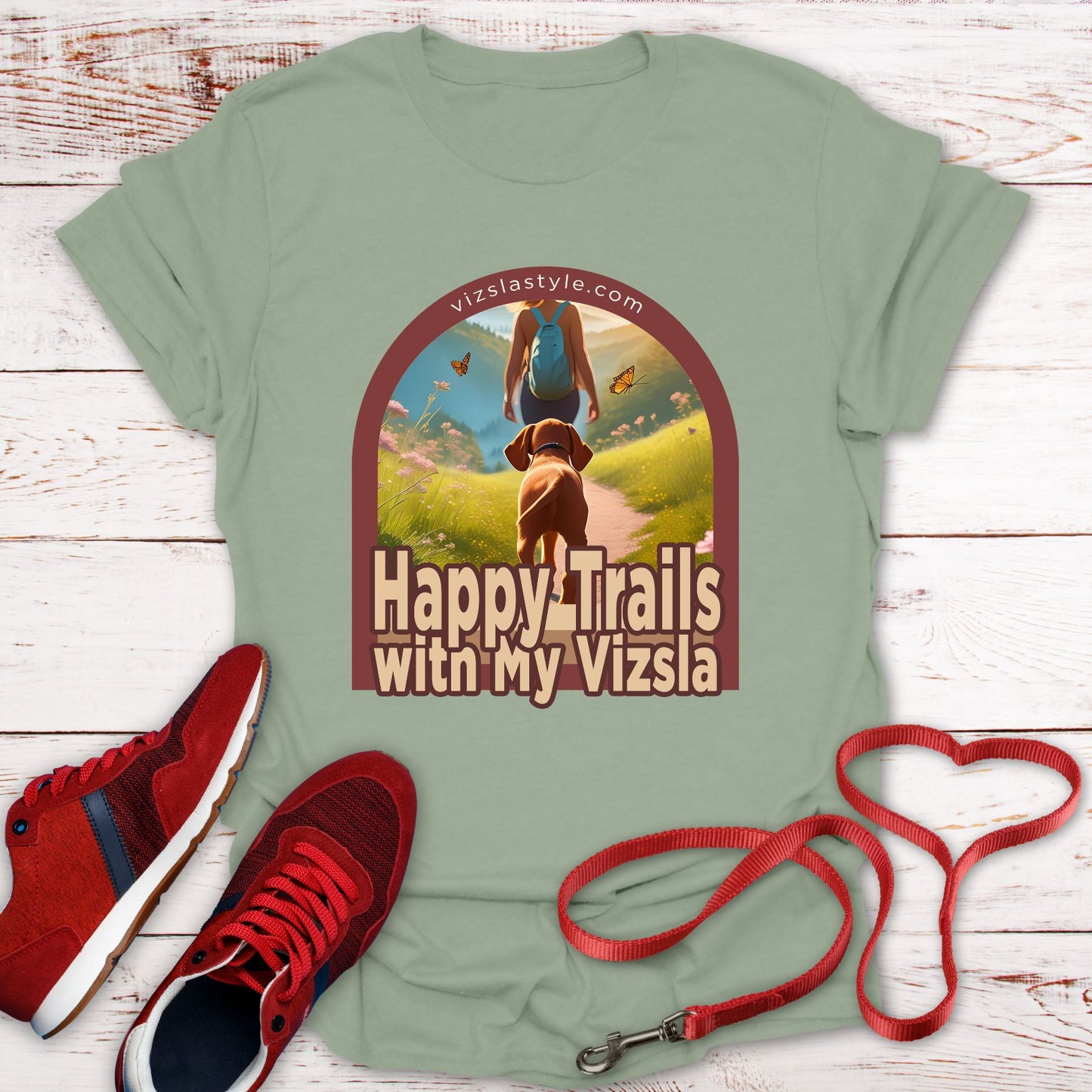 Happy Trails With My Vizsla w/ Hiker t-shirt