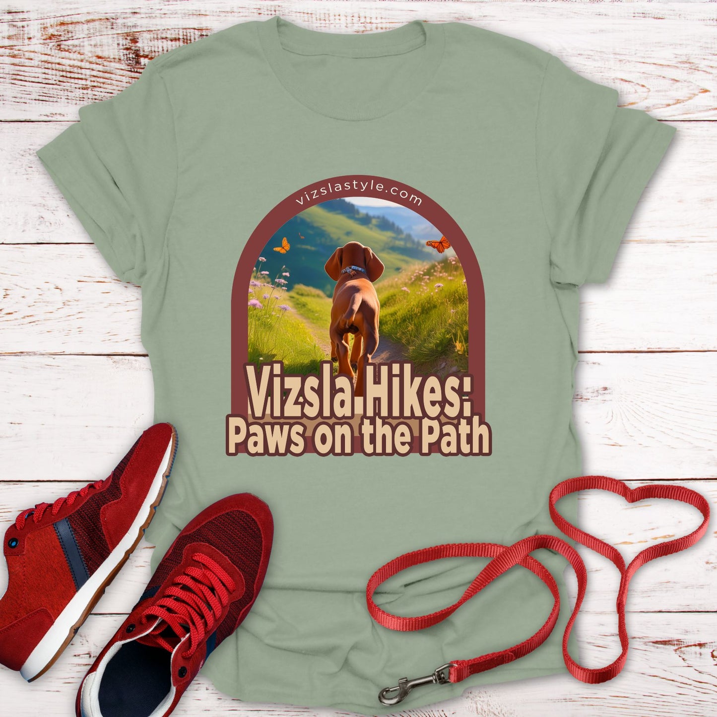 Vizsla Hikes: Paws On The Path Dog t-shirt