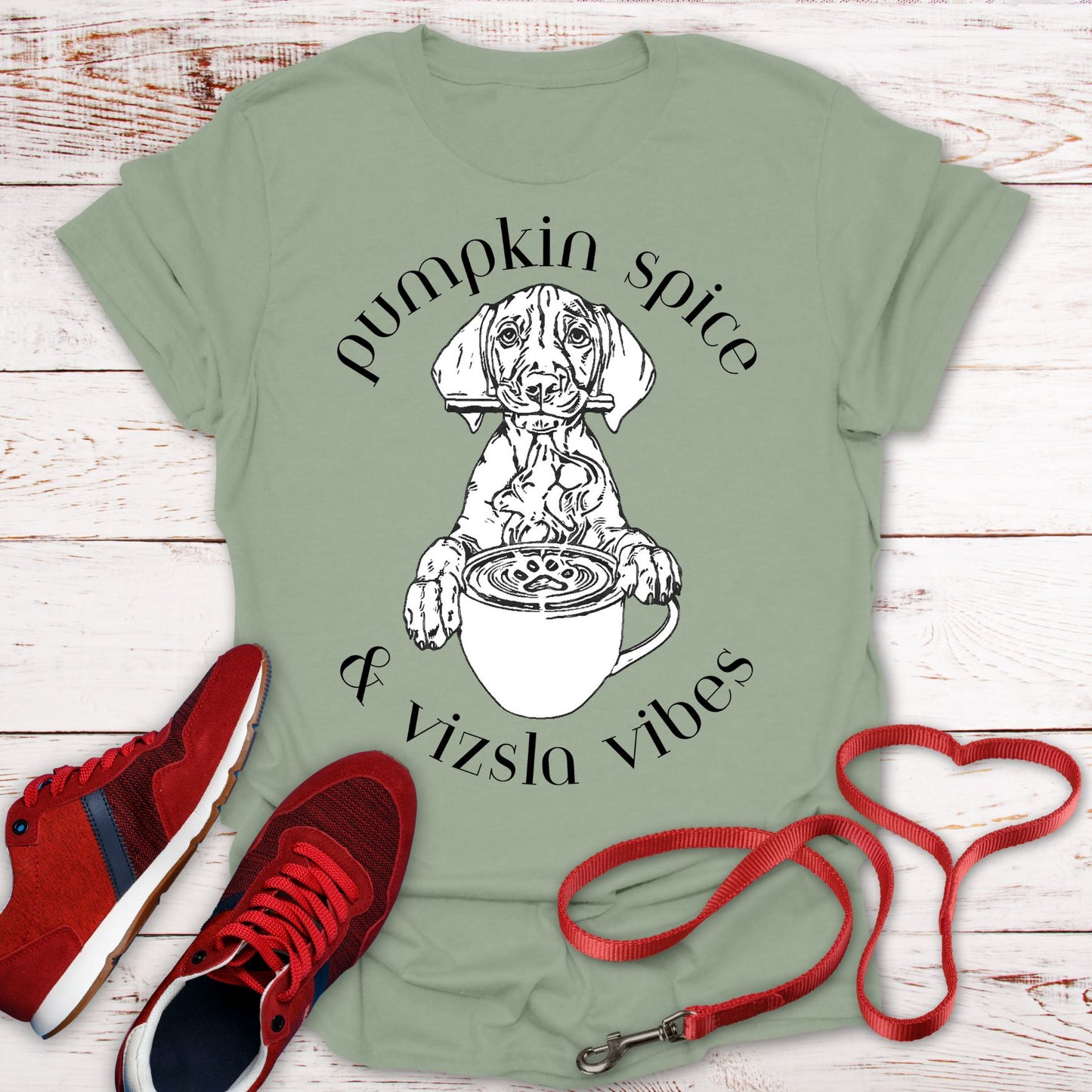 Pumpkin Spice Vizsla Shirt | Fall Dog Lover Tee - Line Art