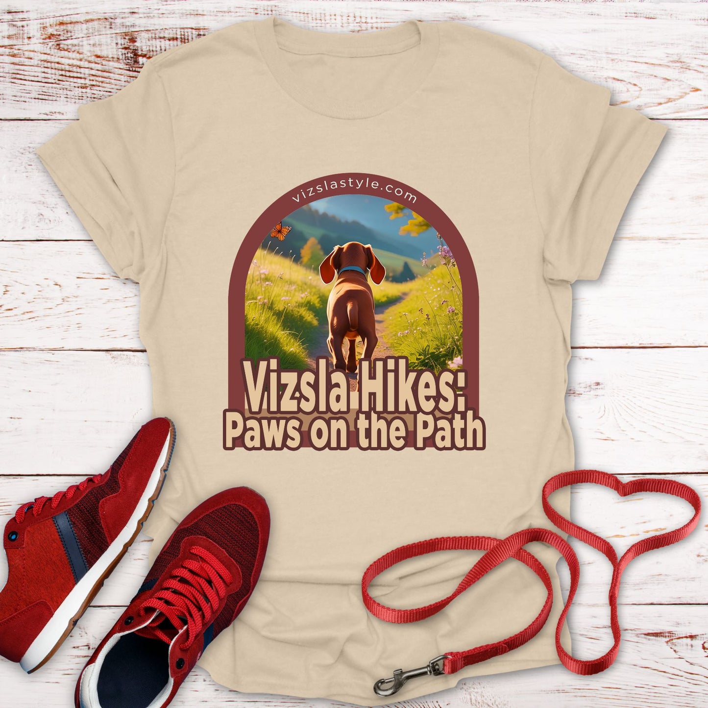 Vizsla Hikes: Paws On The Path Puppy t-shirt