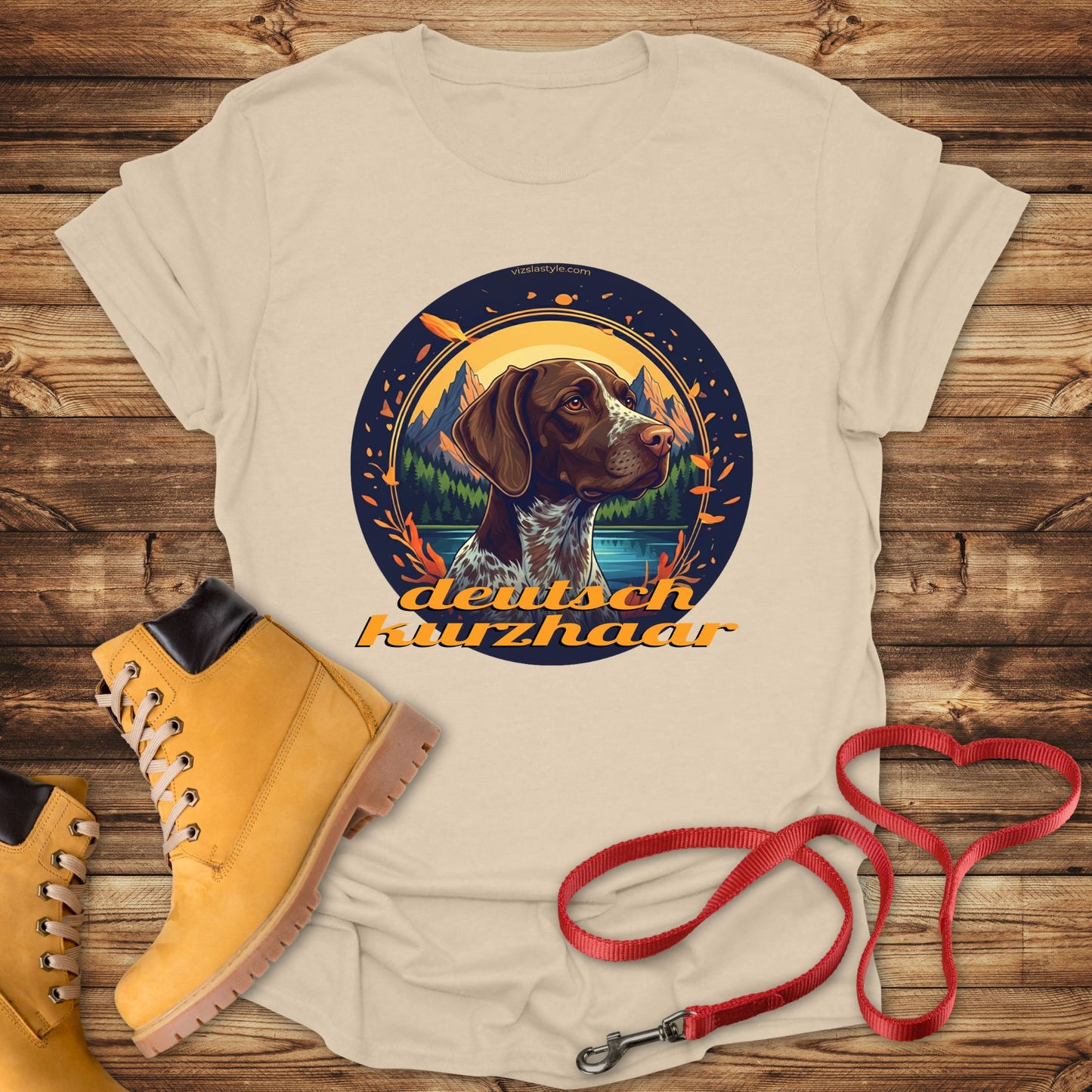 Glorious Deutsch Kurzhaar Mountain Lake Landscape Premium Tee