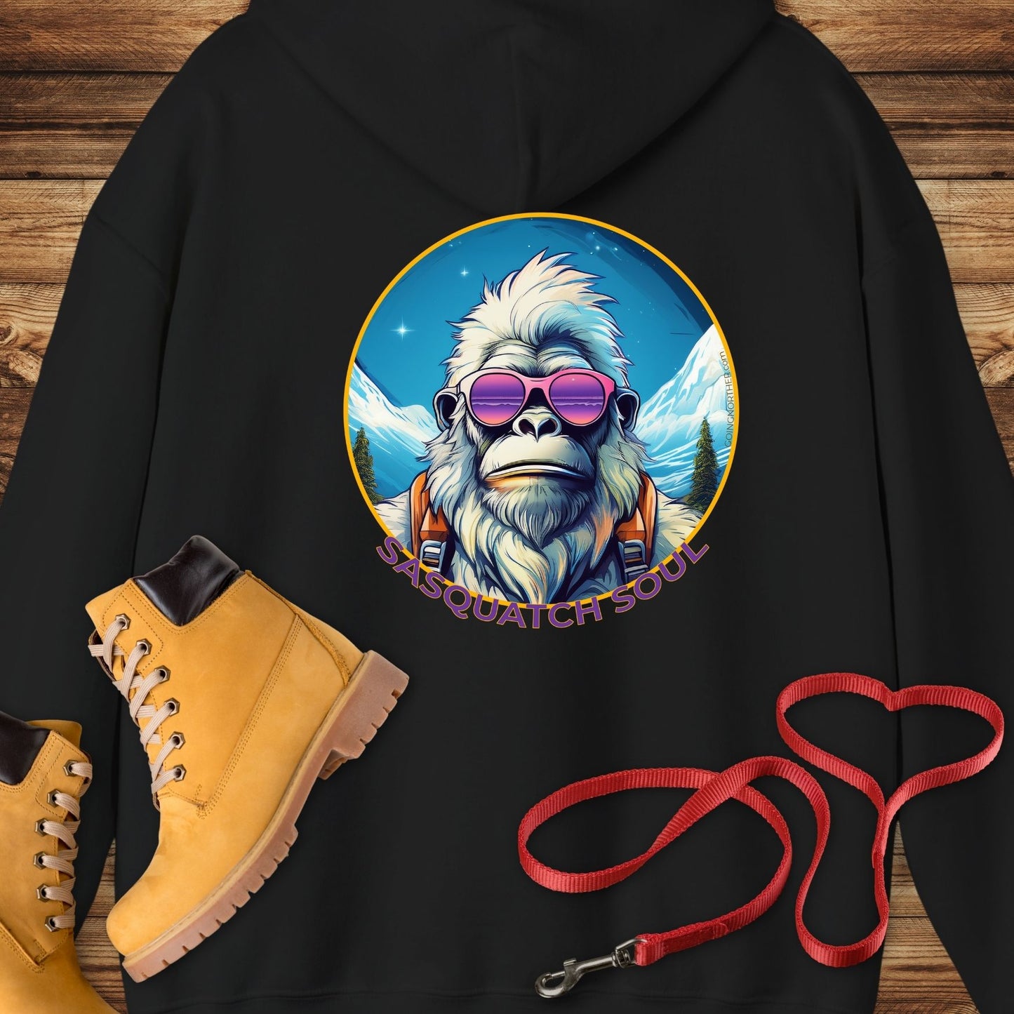 Vizsla Style - Going Norther - Bigfoot - Sasquatch Soul  Hooded T-Shirt - Retro Design