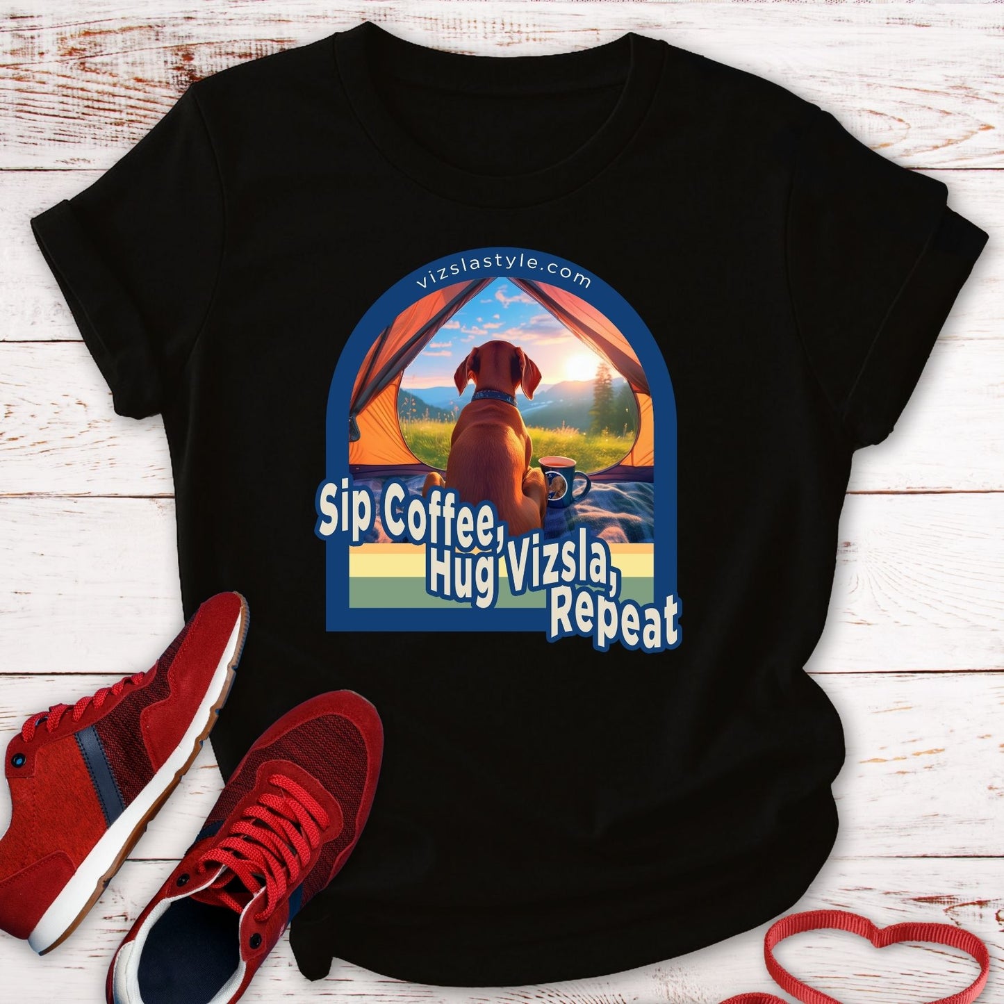 Sip Coffee, Hug Vizsla, Repeat! t-shirt