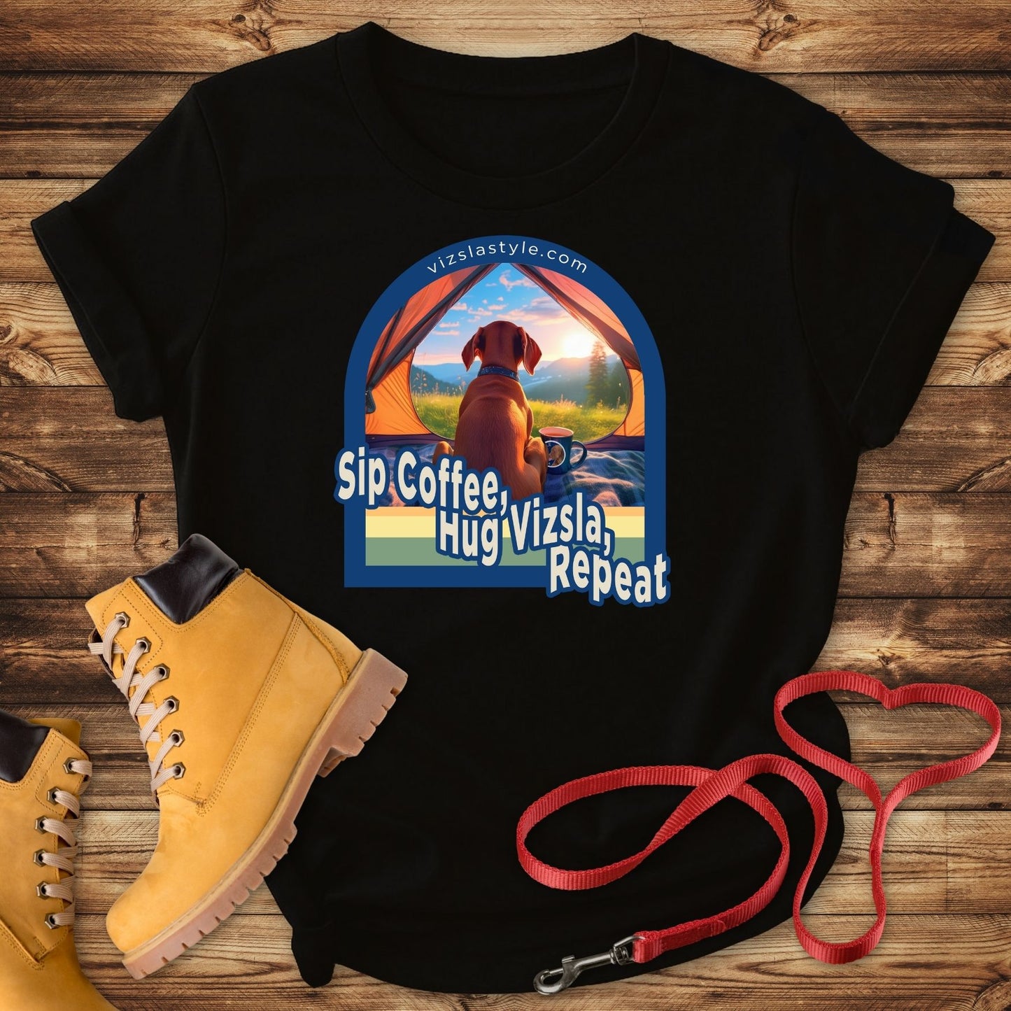 Sip Coffee, Hug Vizsla, Repeat! t-shirt