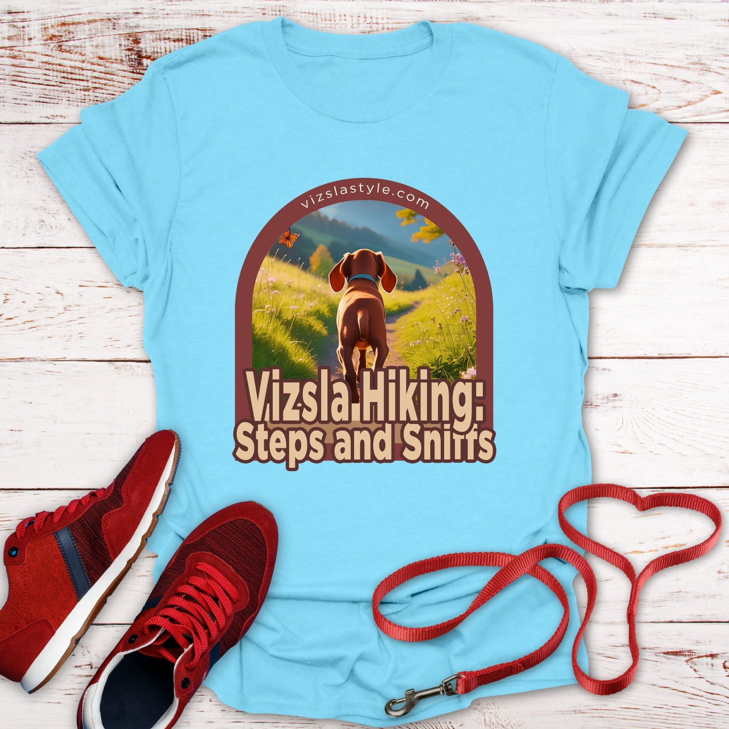 Vizsla Hiking: Steps And Sniffs Dog t-shirt