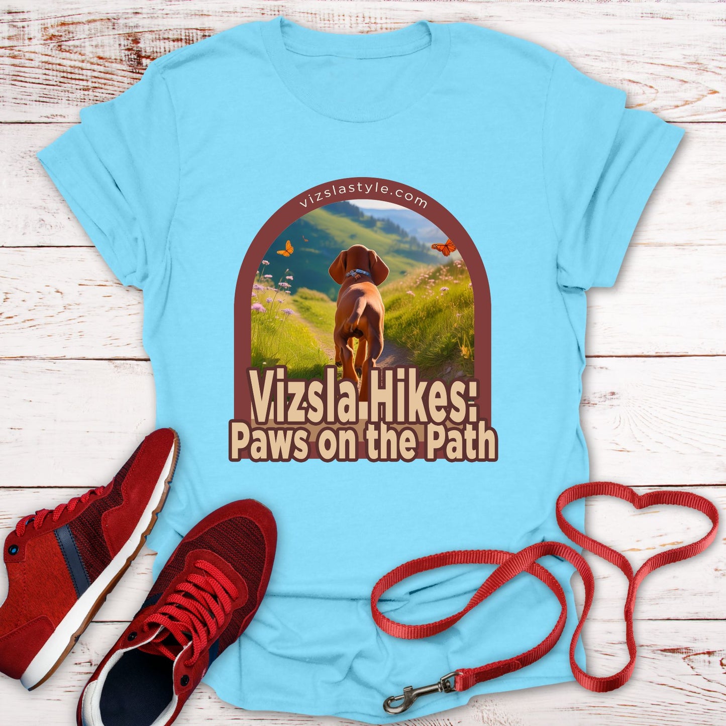 Vizsla Hikes: Paws On The Path Dog t-shirt