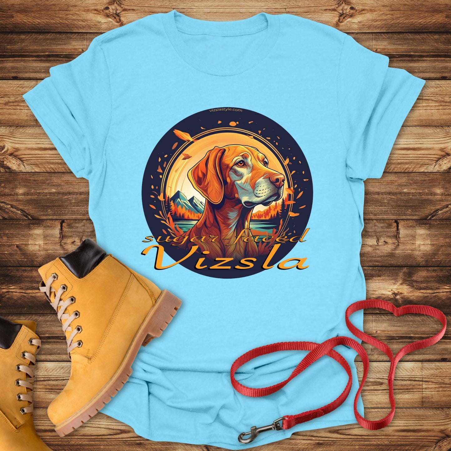 Majestic Sugar Faced Vizsla Mountain Landscape Gold Tee