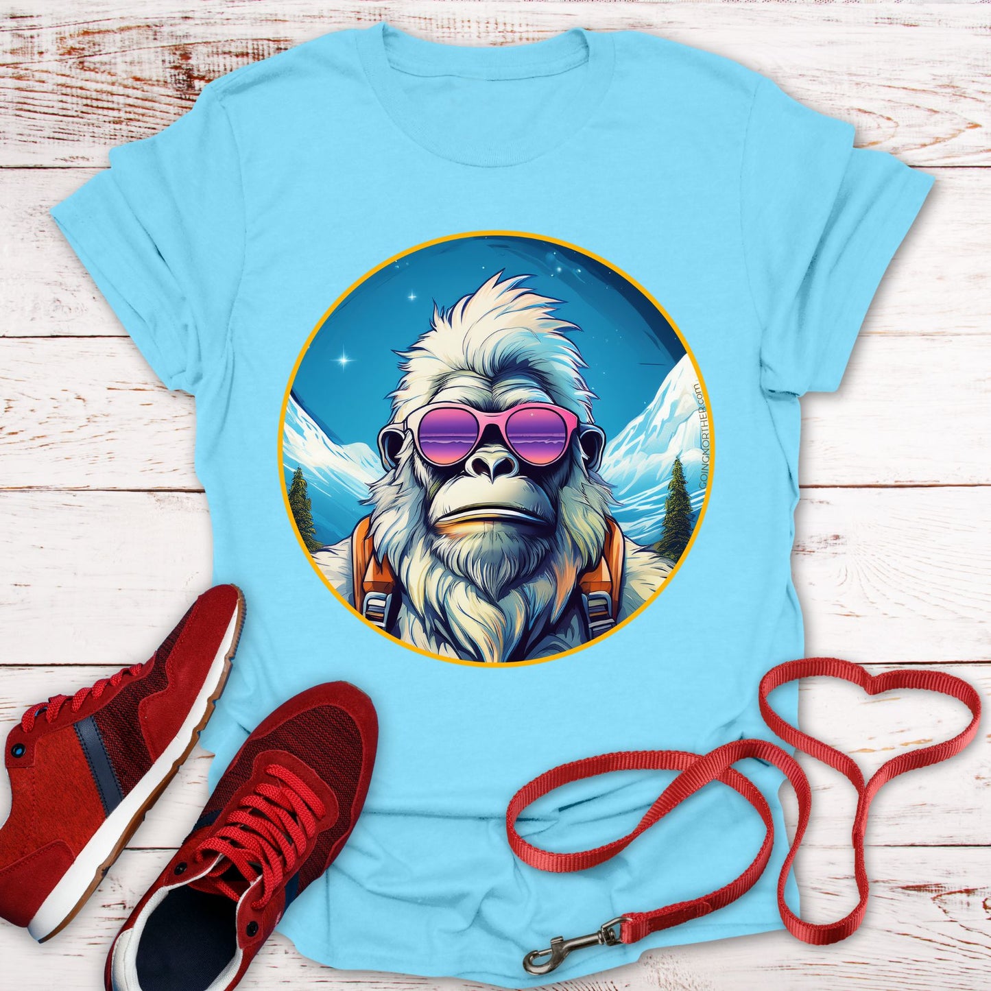 Vizsla Style - Going Norther - Bigfoot T-Shirt - Retro Styled Sasquatch