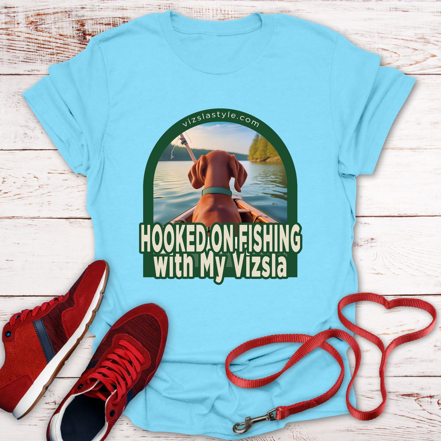 Hooked On Fishing With My Vizsla! t-shirt