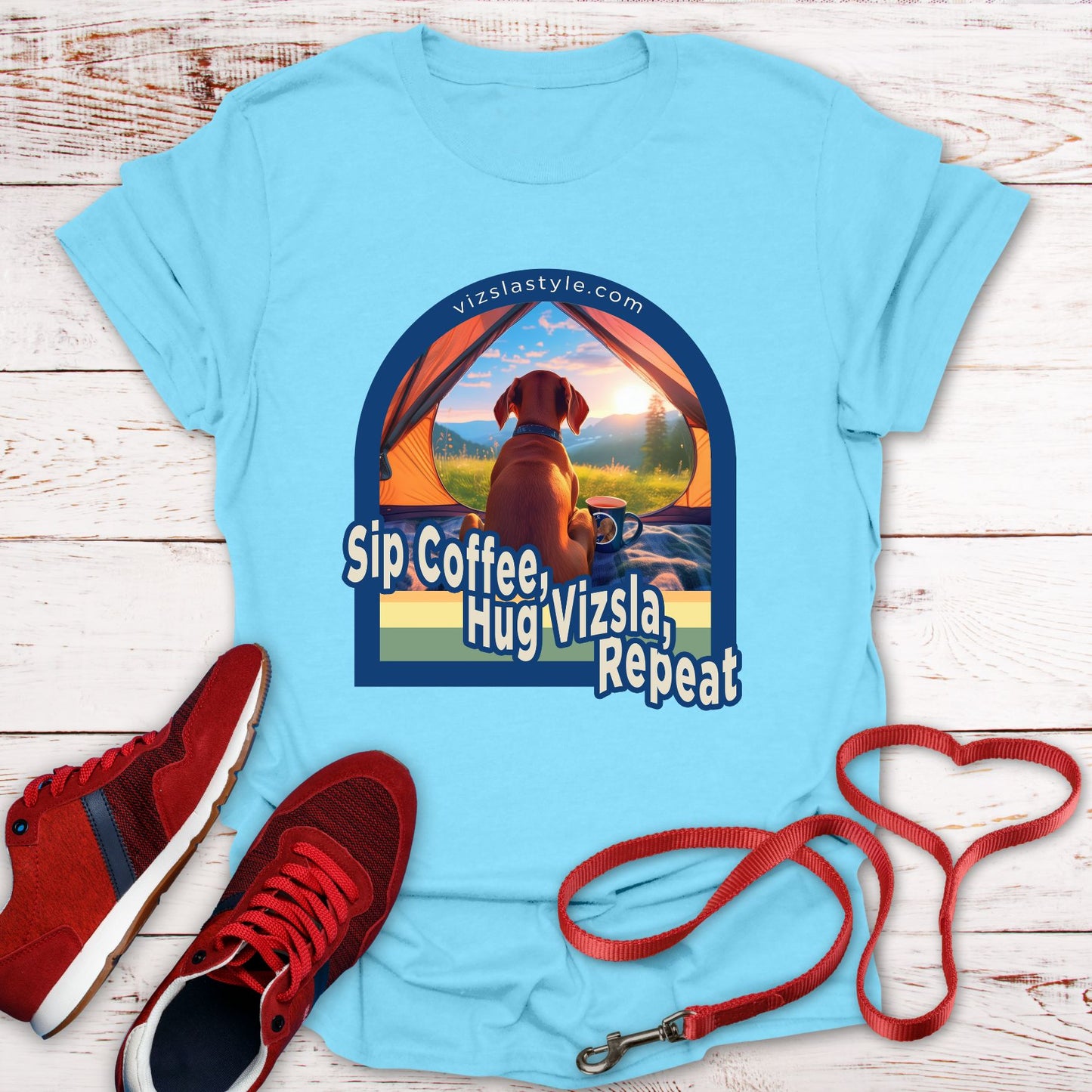 Sip Coffee, Hug Vizsla, Repeat! t-shirt