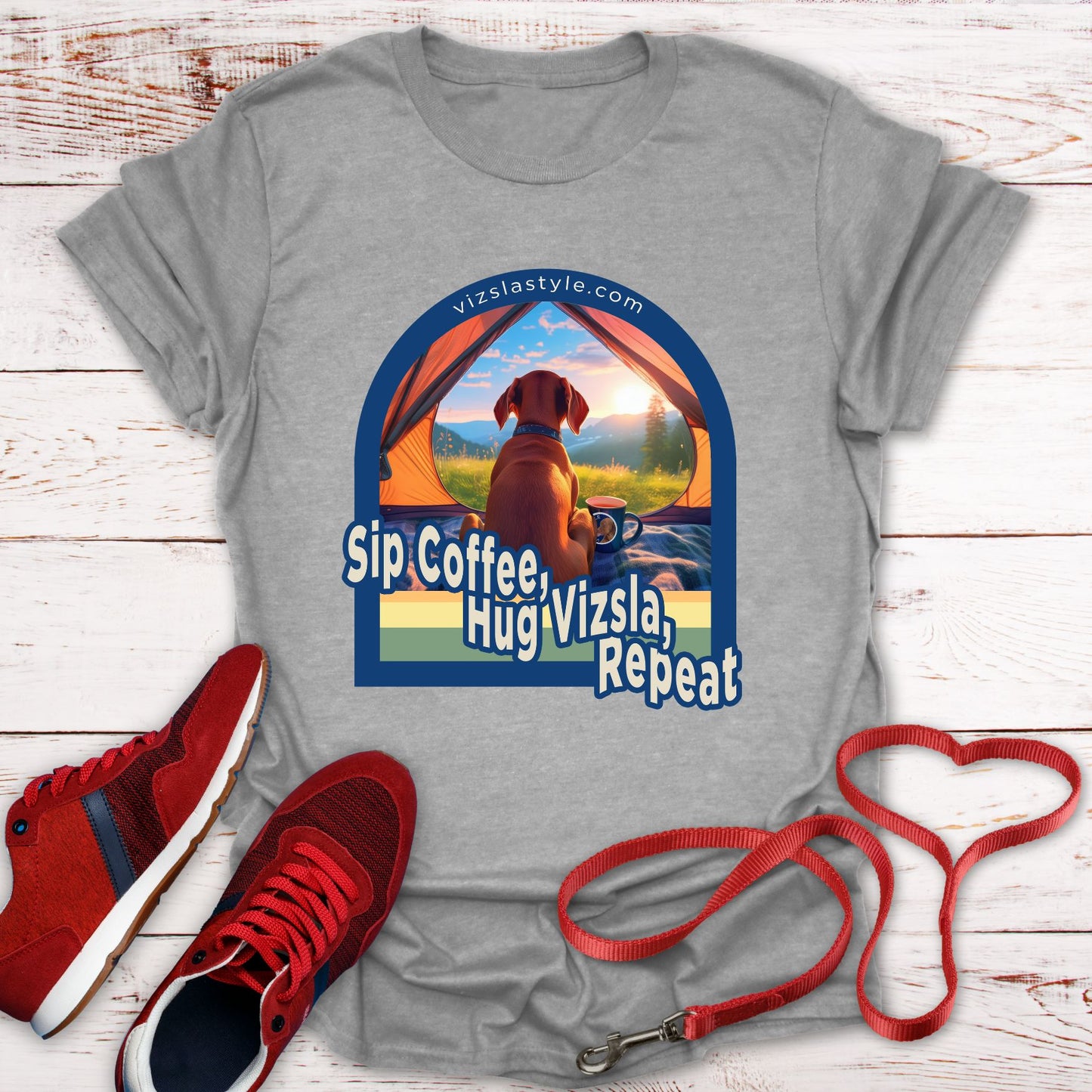 Sip Coffee, Hug Vizsla, Repeat! t-shirt