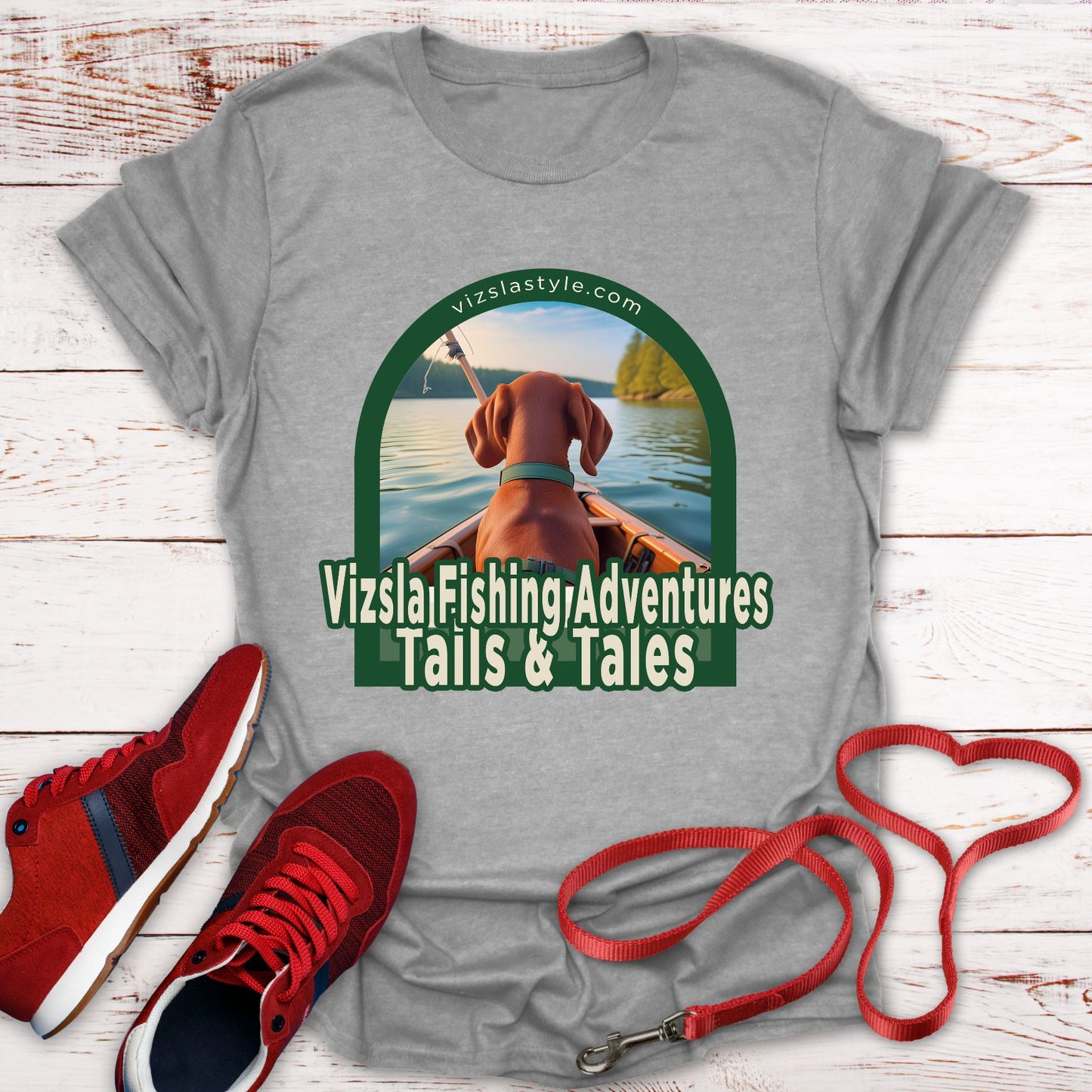 Vizsla Fishing Adventures, Tails & Tales! t-shirt