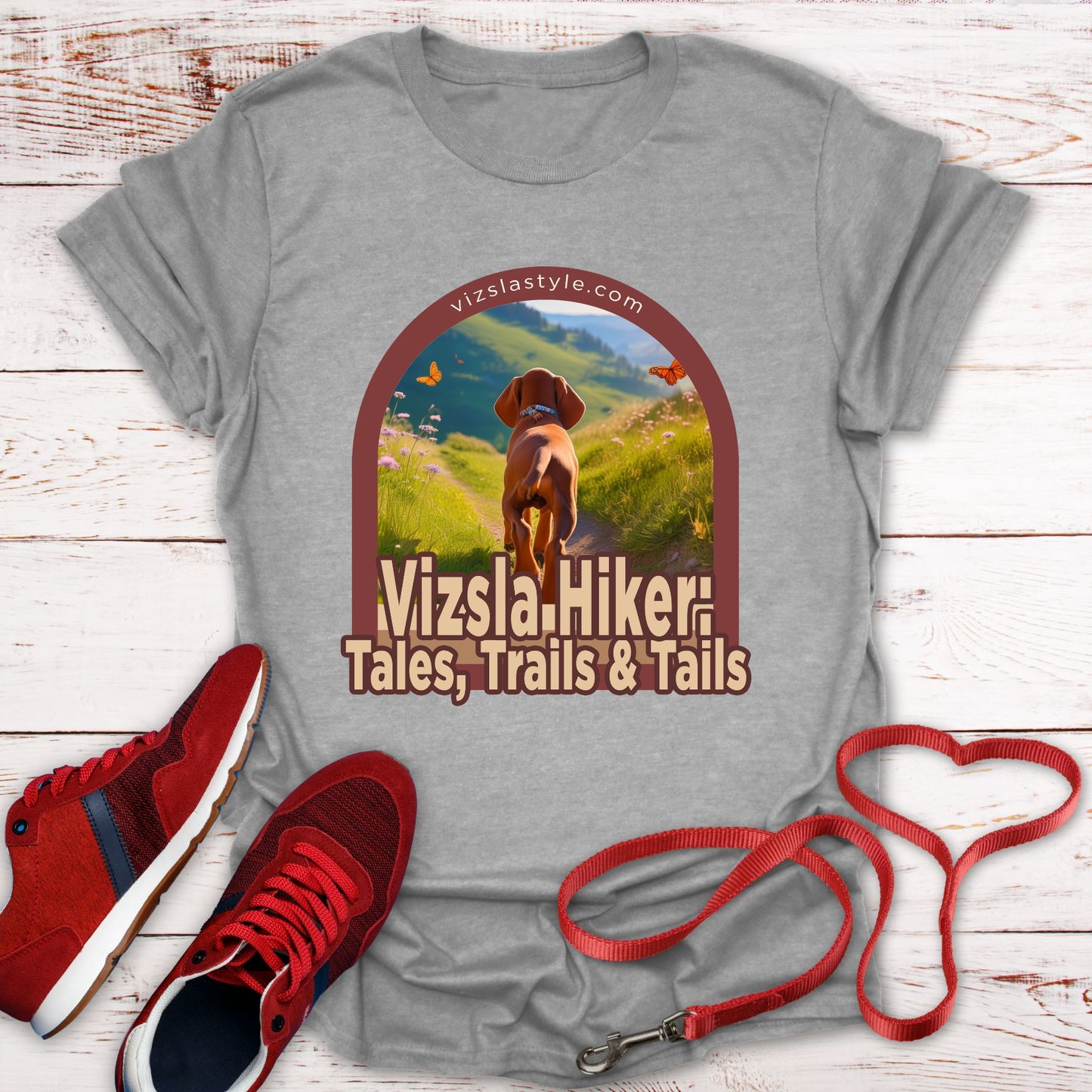 Vizsla Hiker: Tales, Trails & Tails Dog t-shirt