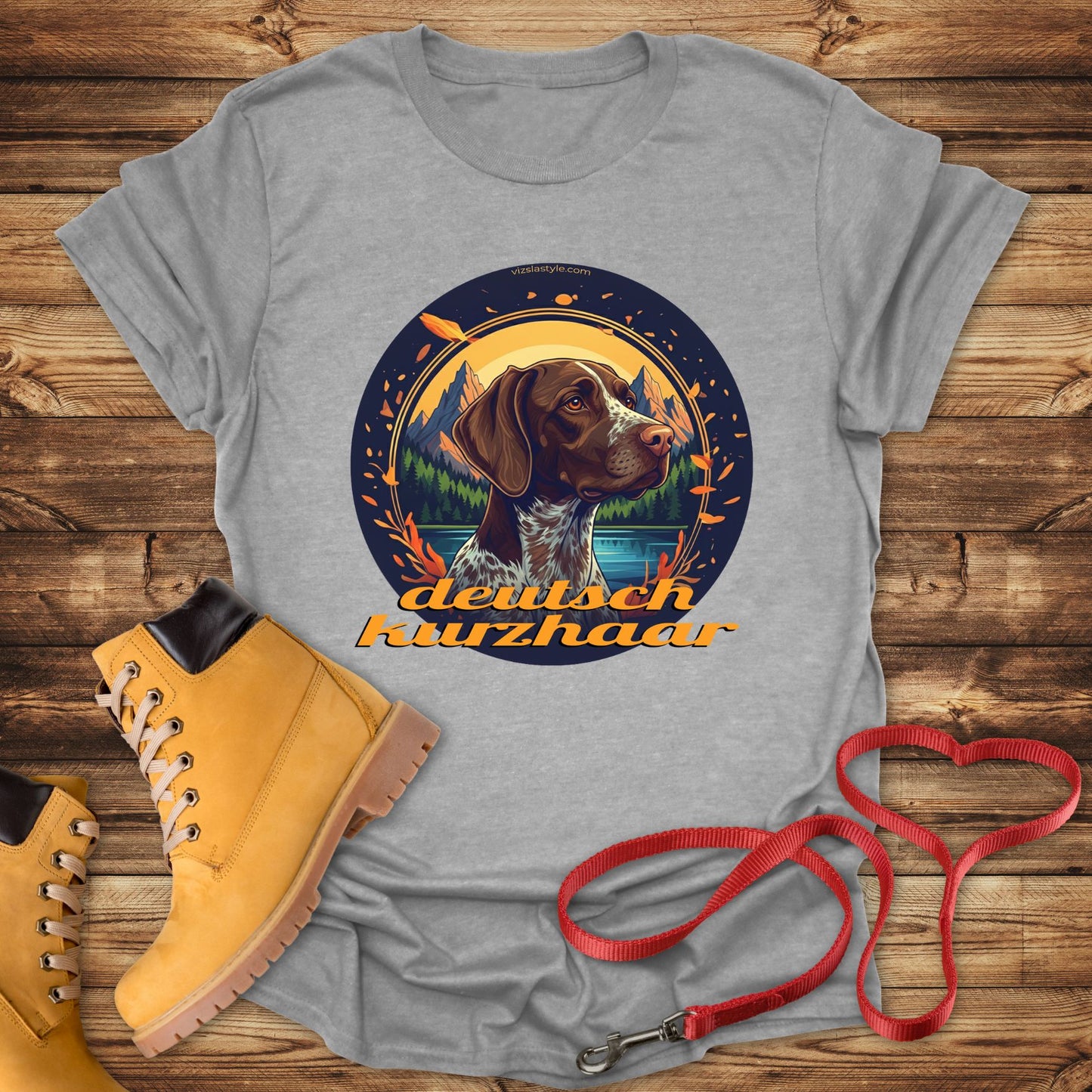 Glorious Deutsch Kurzhaar Mountain Lake Landscape Premium Tee