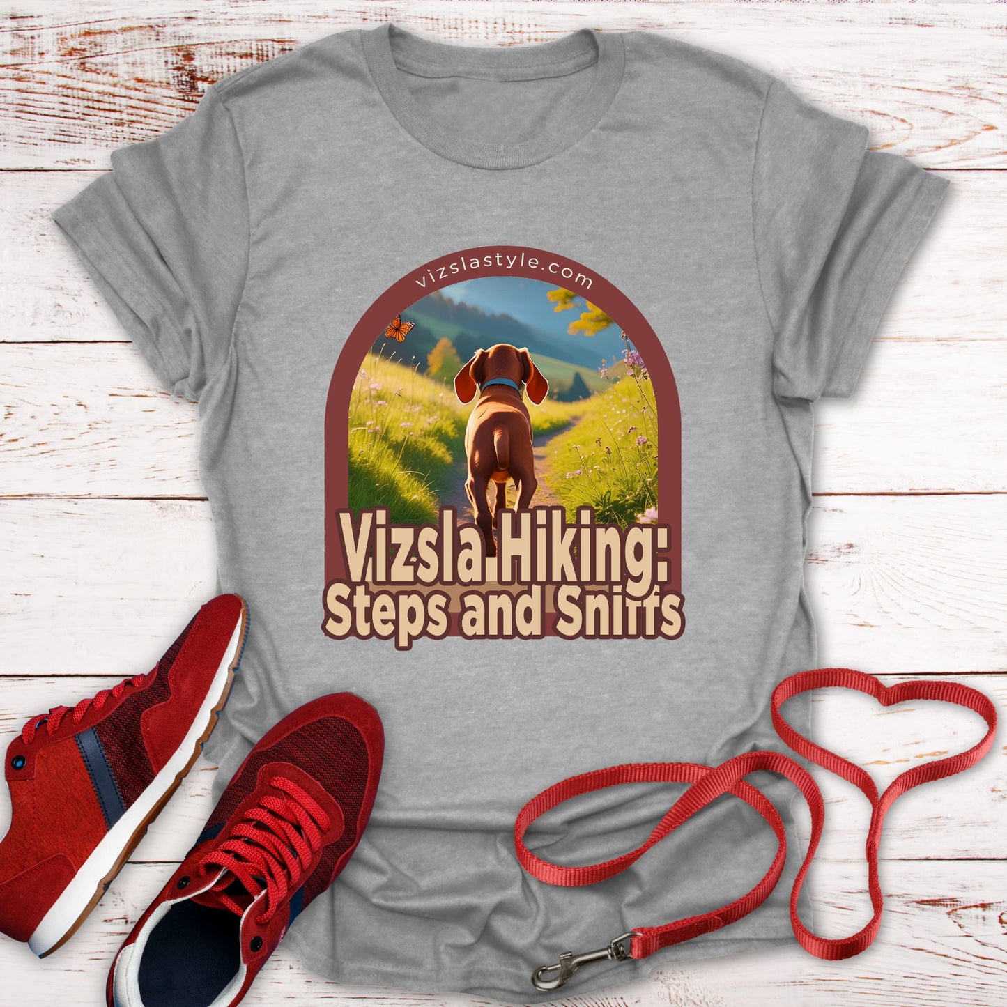 Vizsla Hiking: Steps And Sniffs Dog t-shirt