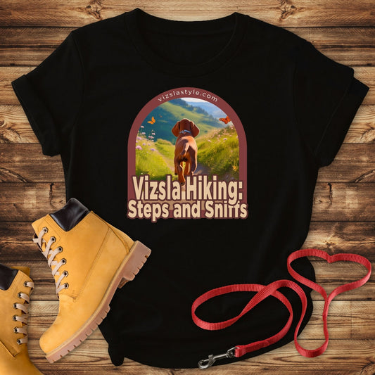 Vizsla Hiking: Steps And Sniffs Dog t-shirt