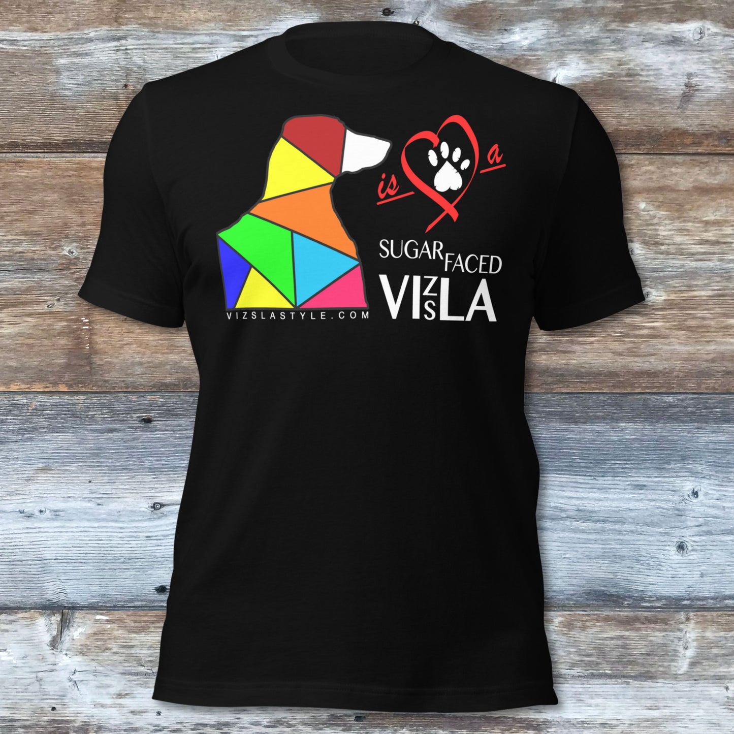 Love is a Sugar Faced Vizsla All Around Sports T-shirt (Lt Text)