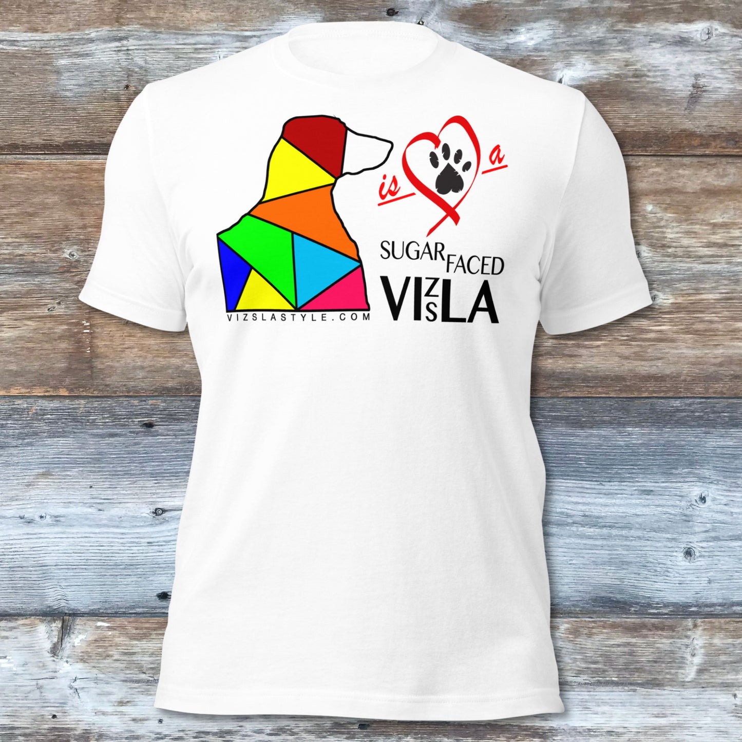 Love is a Sugar Faced Vizsla - All Around Sports T-shirt (Dk Text)