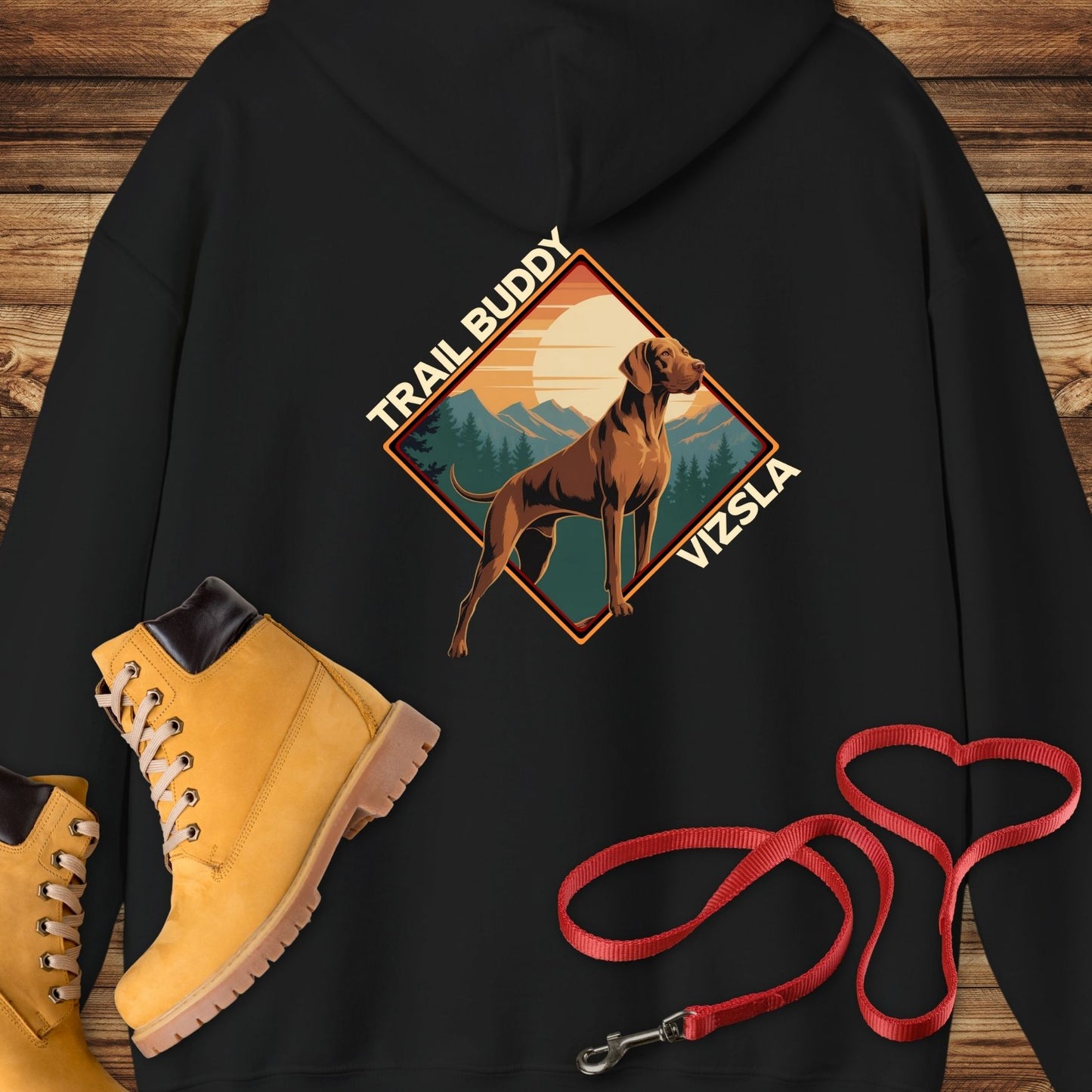 Vizsla Trail Buddy Hoodie — Vintage Outdoor Dog Lover Hoodie Sweatshirt