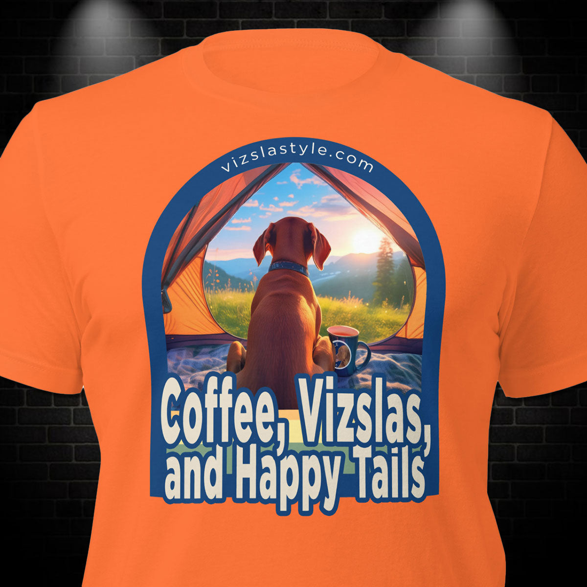 Coffee, Vizslas, and Happy Tails! t-shirt