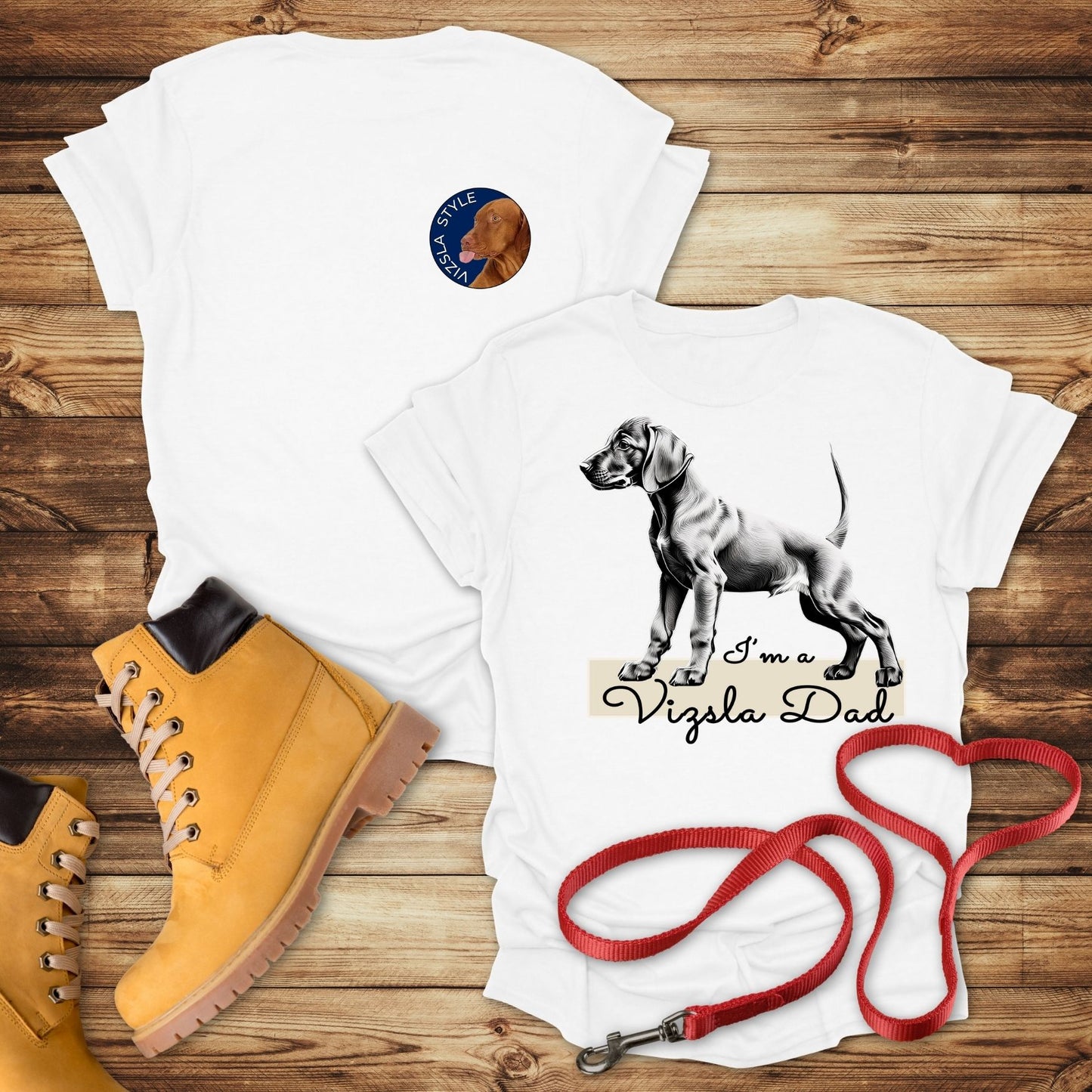 Vizsla Dad & Puppy T-Shirt - Double Sided Vizsla Style