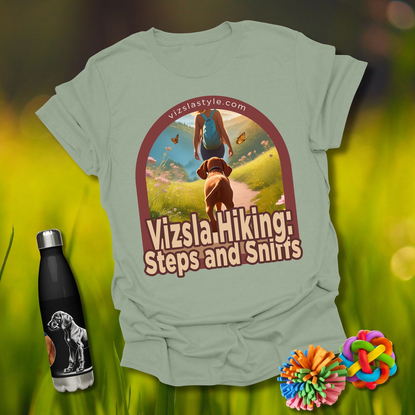 Vizsla Hiking: Steps And Sniffs w/ Hiker t-shirt