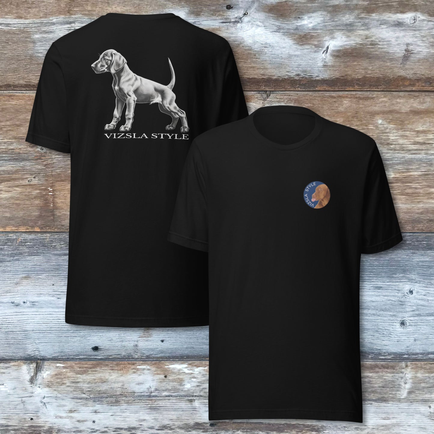 Vizsla Style Puppy w/ Light Text T-Shirt - 2 - Sided