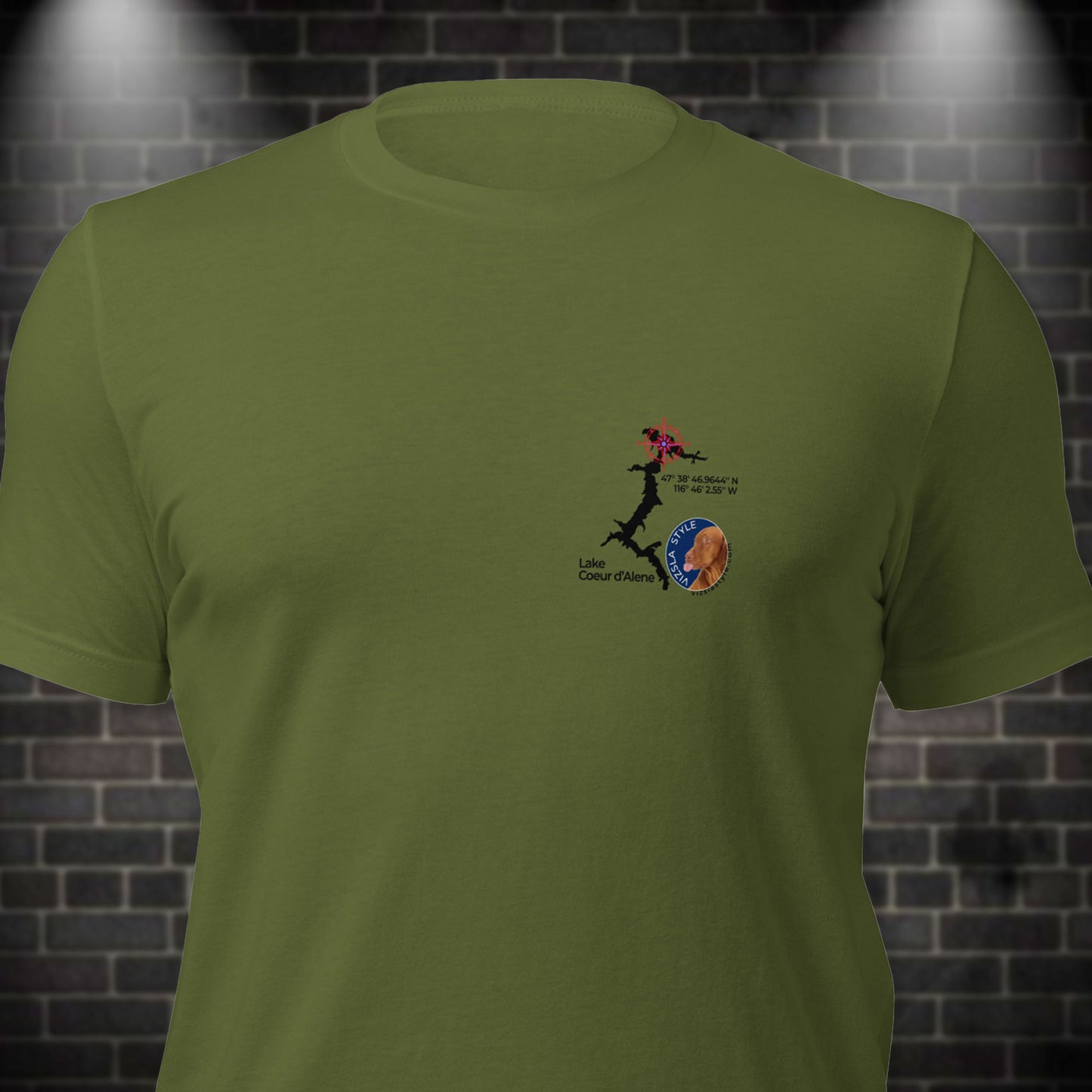 Lake CDA - Vizsla Style All Around Sports T-shirt (Dk Text)