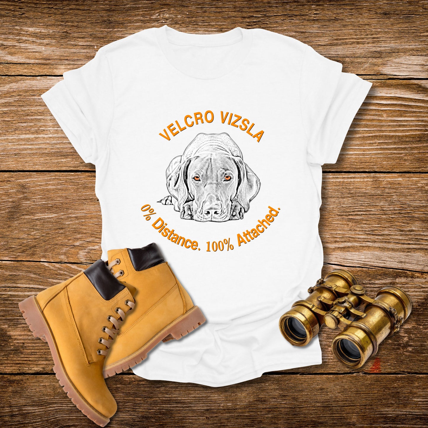 Velcro Vizsla T-Shirt — "0% Distance. 100% Attached."