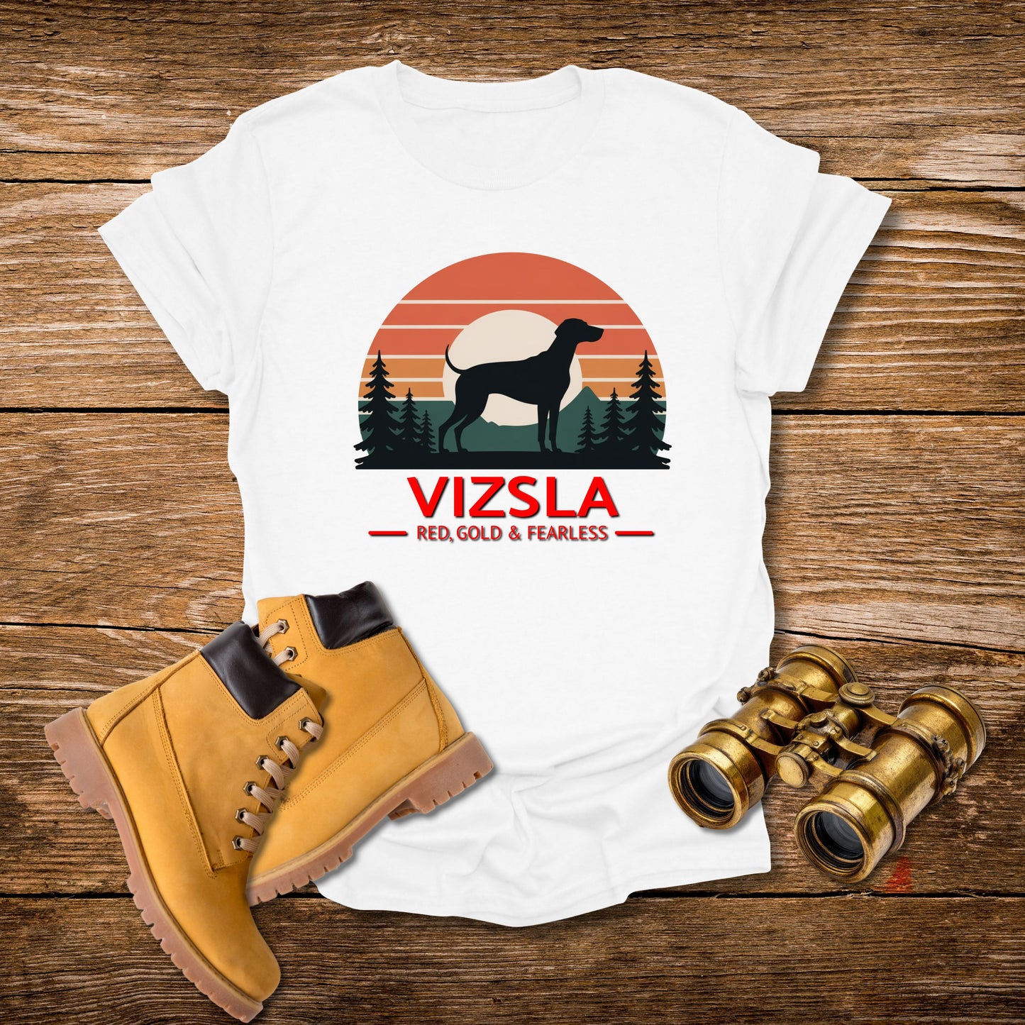 Vizsla Mountain Tee — "VIZSLA - Red, Gold & Fearless"