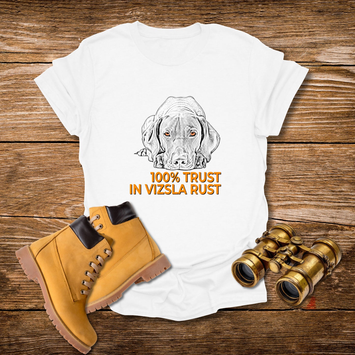 Vizsla Line Art Tee — "100% Trust In Vizsla Rust"