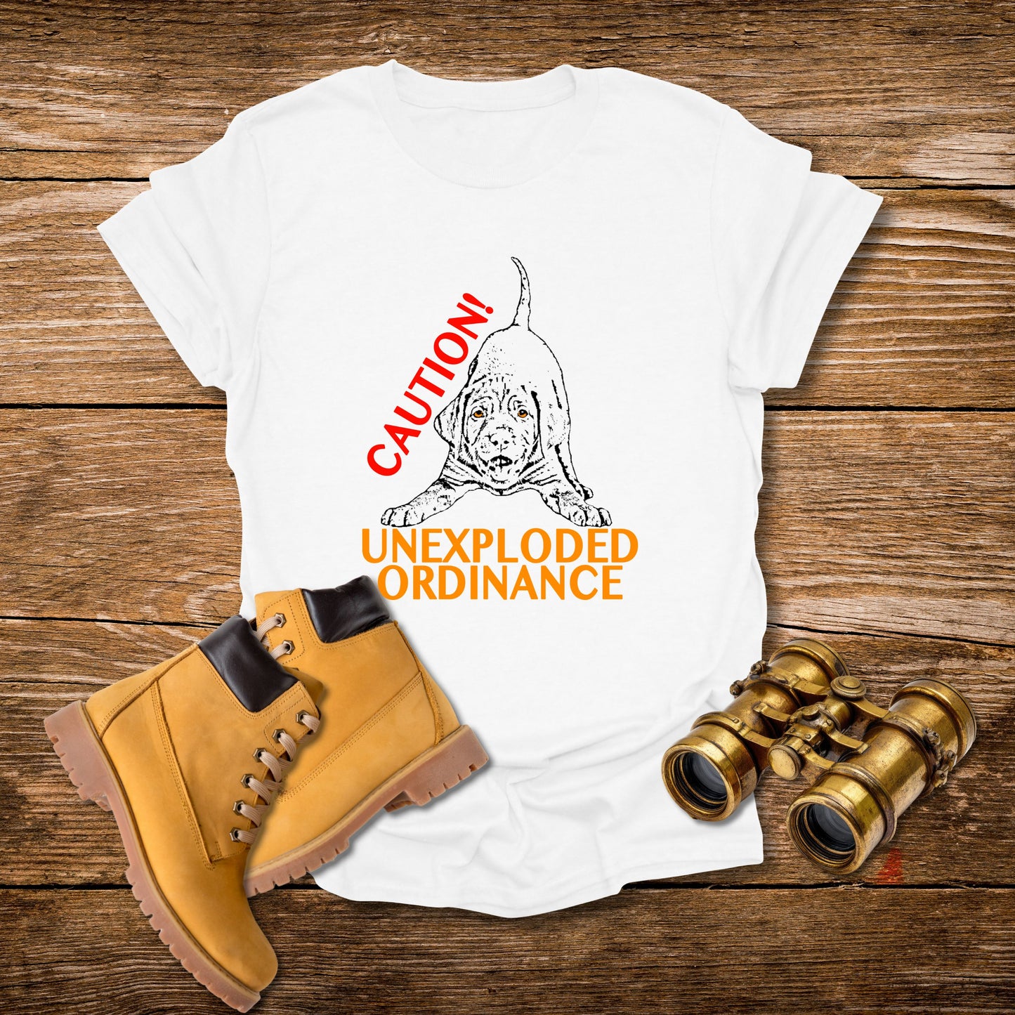 Vizsla Puppy 'Caution! Unexploded Ordinance' T-Shirt
