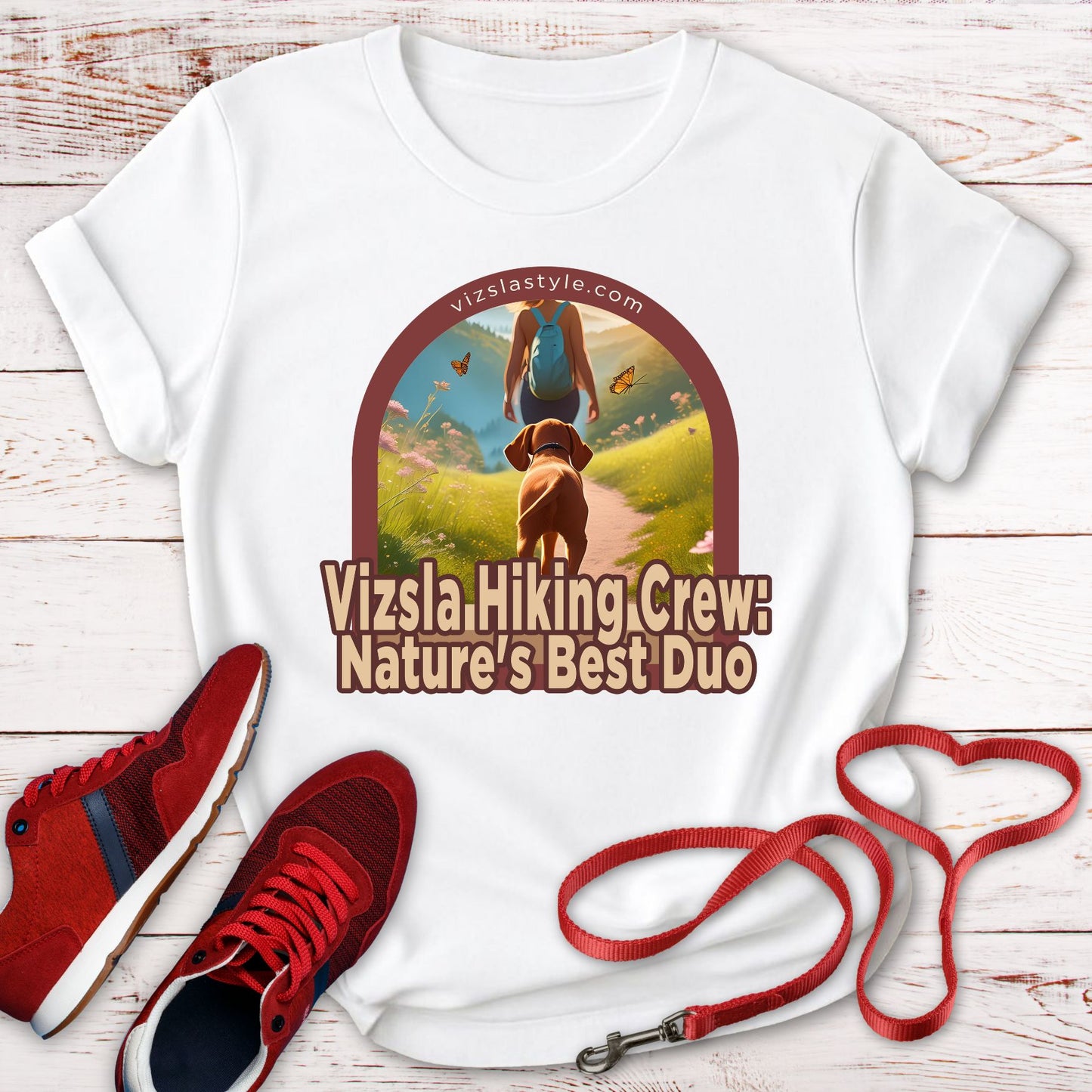 Vizsla Hiking Crew: Nature's Best Duo w/ Hiker t-shirt