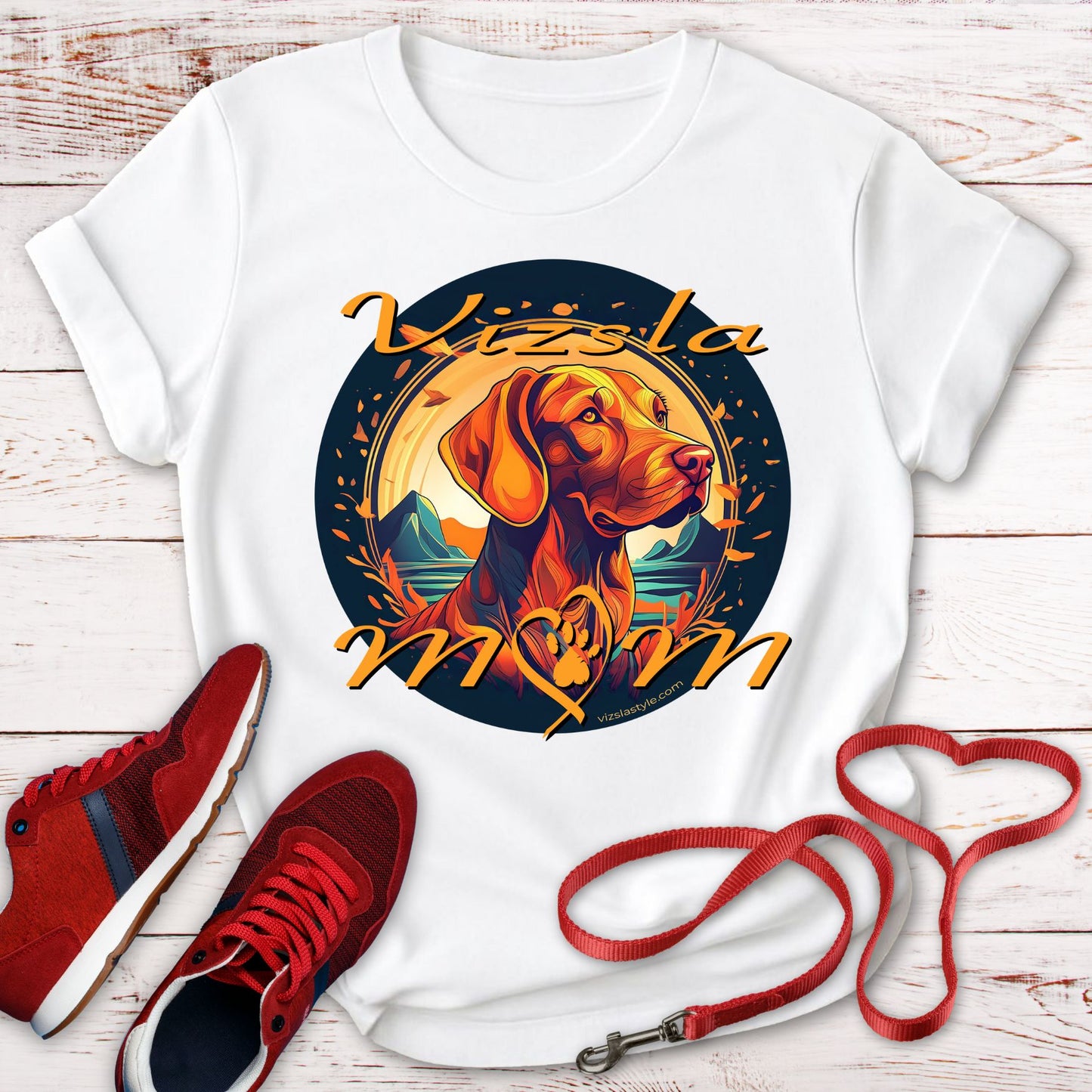 Glorious Fall Vintage Vizsla Dog Face Vizsla Mom - T-Shirt
