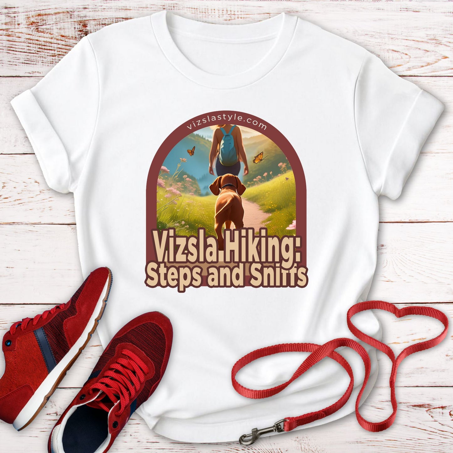 Vizsla Hiking: Steps And Sniffs w/ Hiker t-shirt