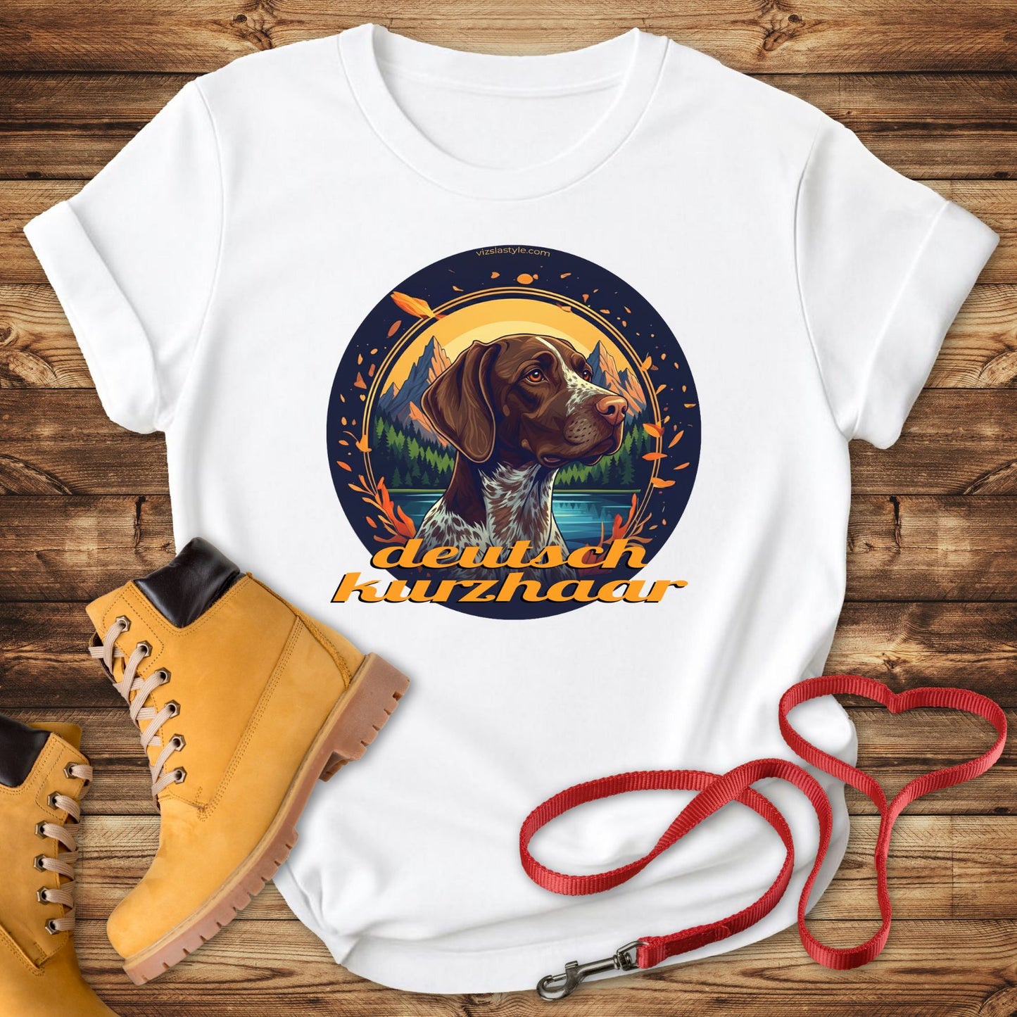 Glorious Deutsch Kurzhaar Mountain Lake Landscape Premium Tee