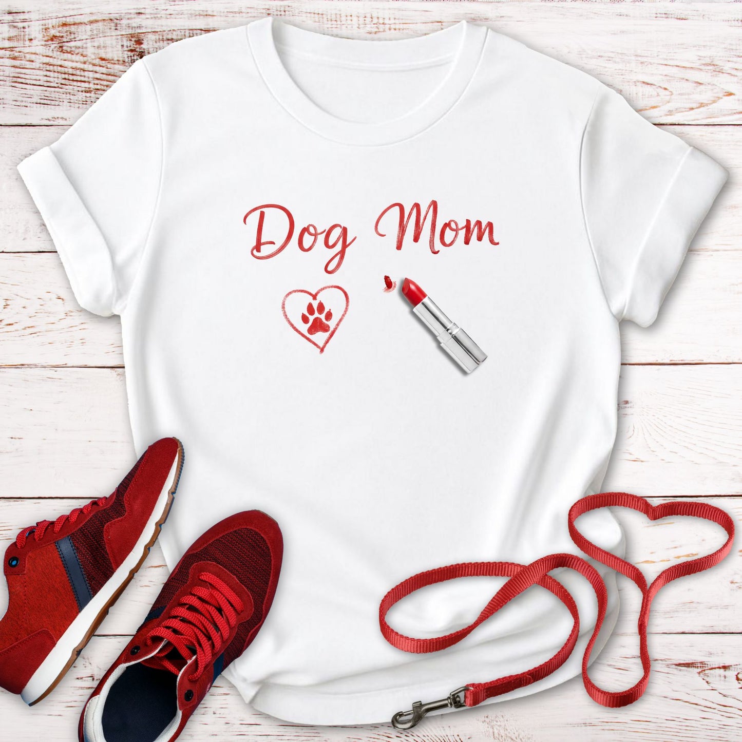 Dog Mom: Lipstick Kisses & Paw Print Love