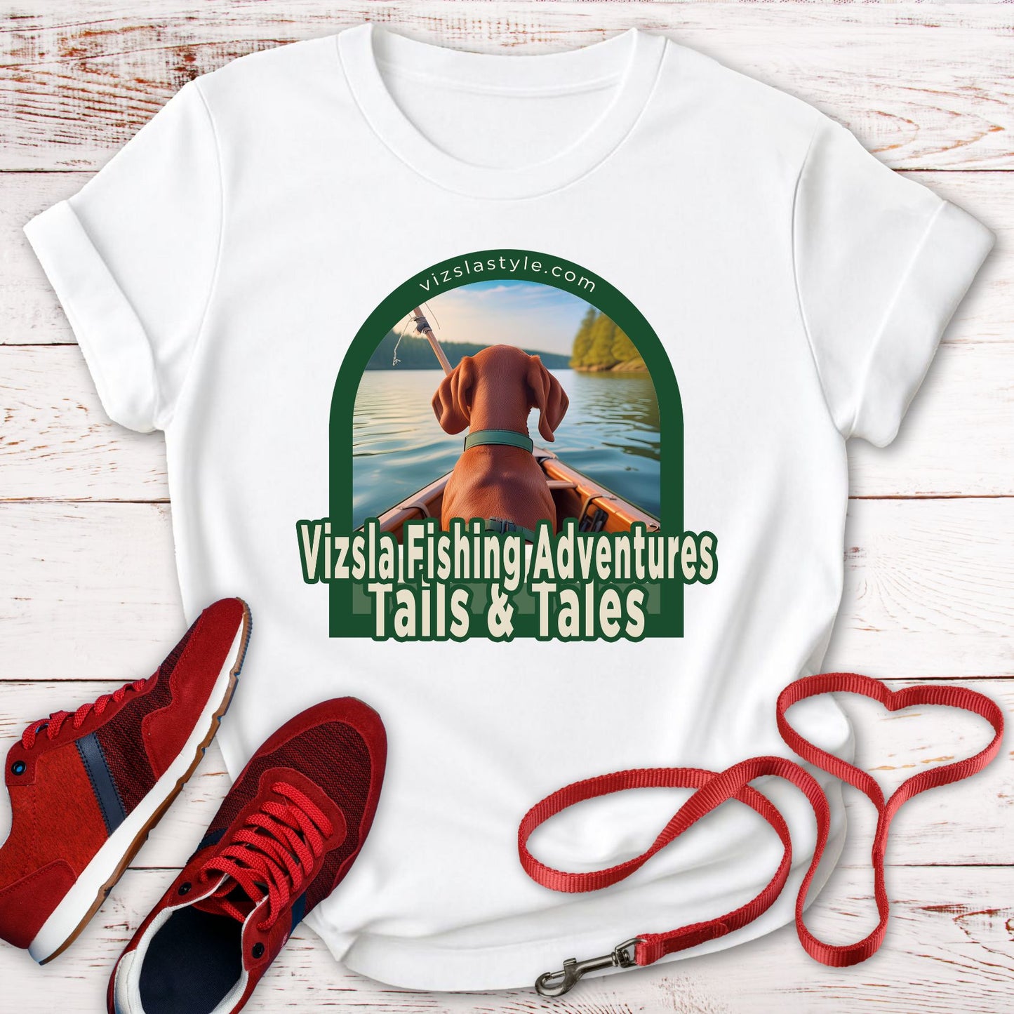 Vizsla Fishing Adventures, Tails & Tales! t-shirt