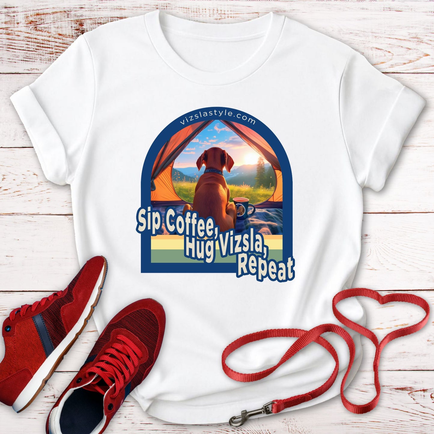 Sip Coffee, Hug Vizsla, Repeat! t-shirt