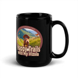 Happy Trails Dog w/ Puppy Face - Black Glossy Mug